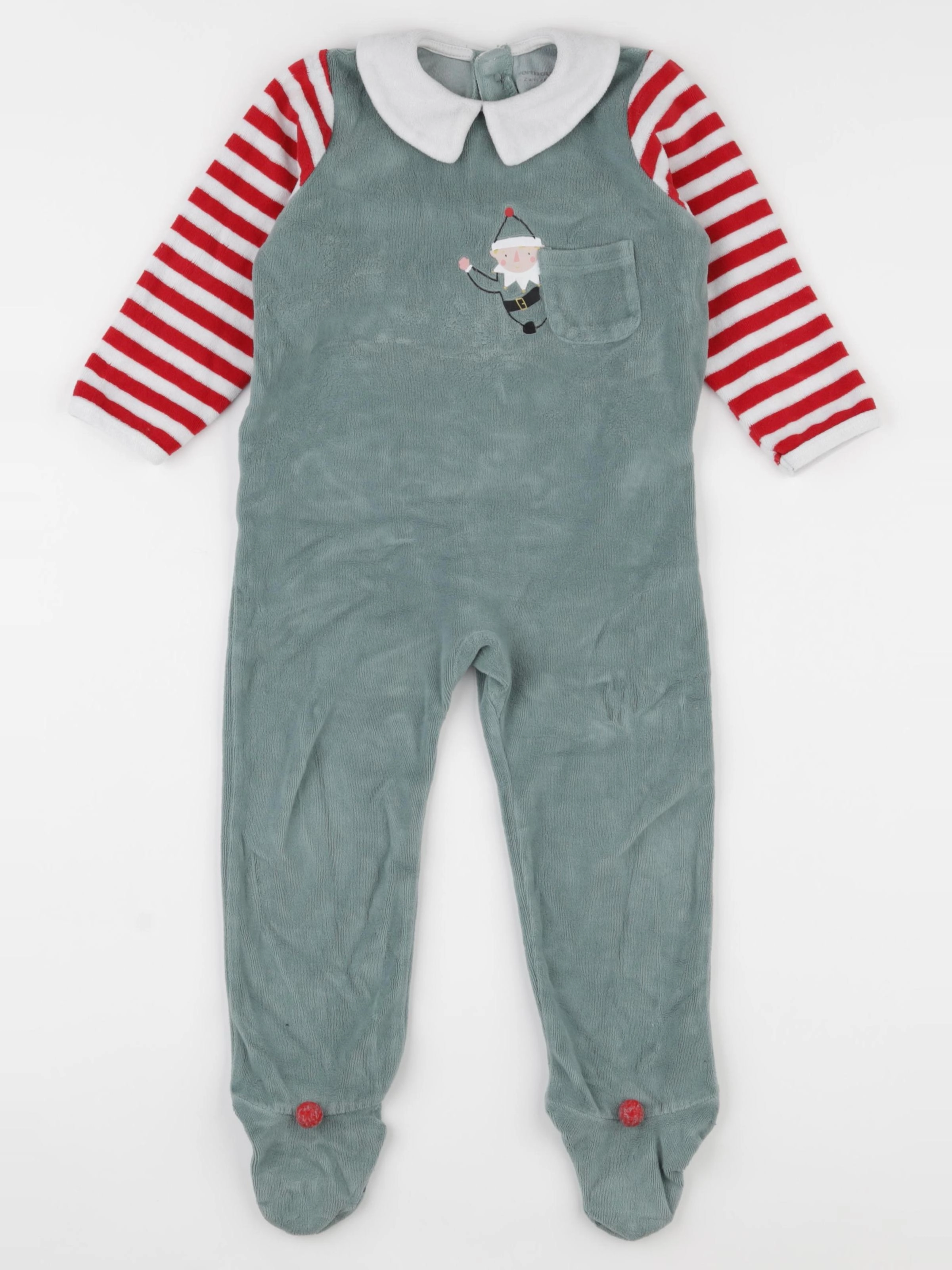 Vertbaudet - pyjama velours vert - 2 ans