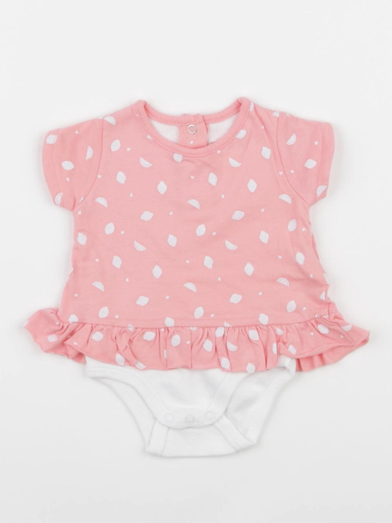 Vertbaudet - body tee-shirt rose, blanc - 1 mois
