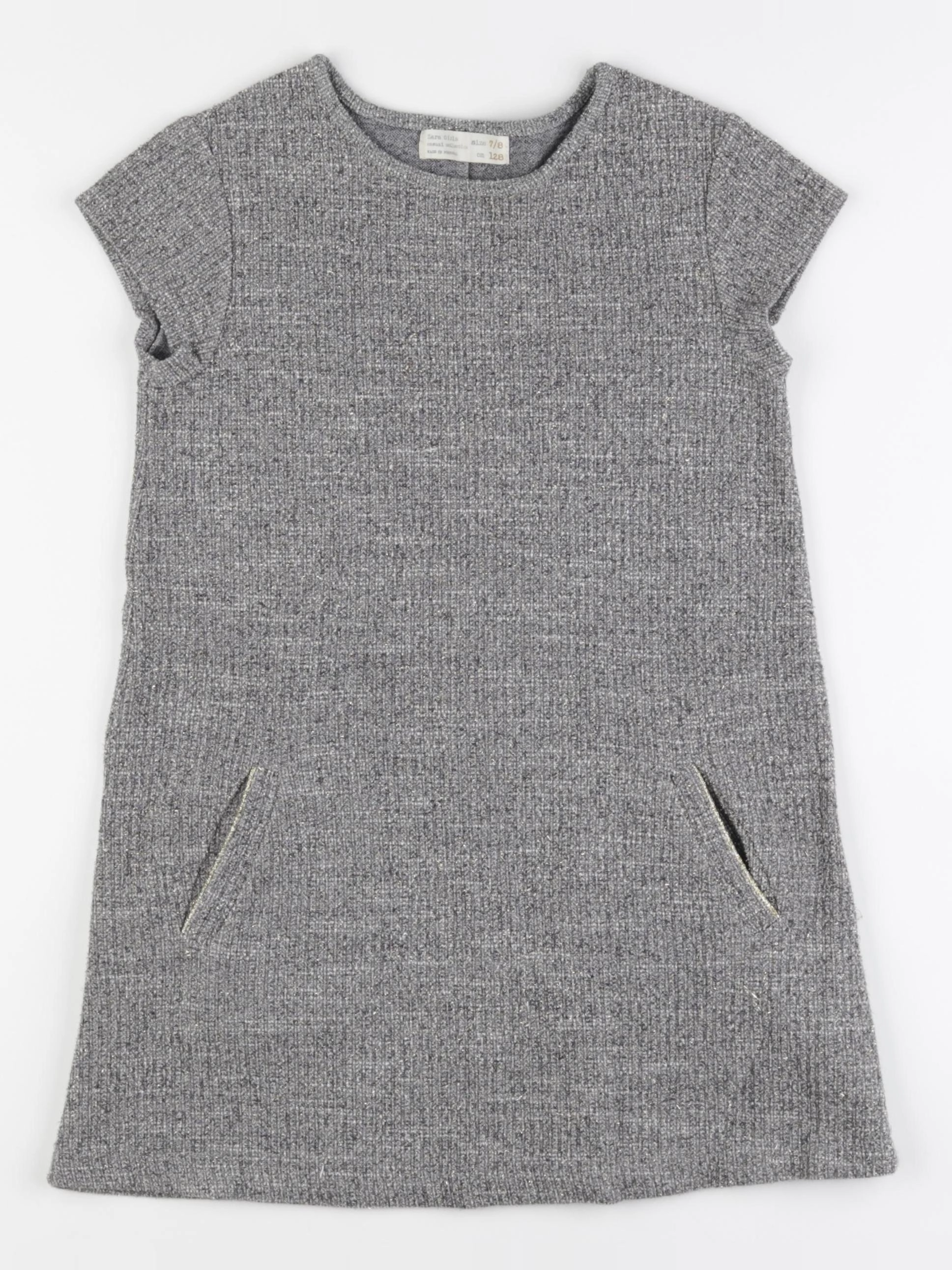 Zara - robe gris, or - 7/8 ans