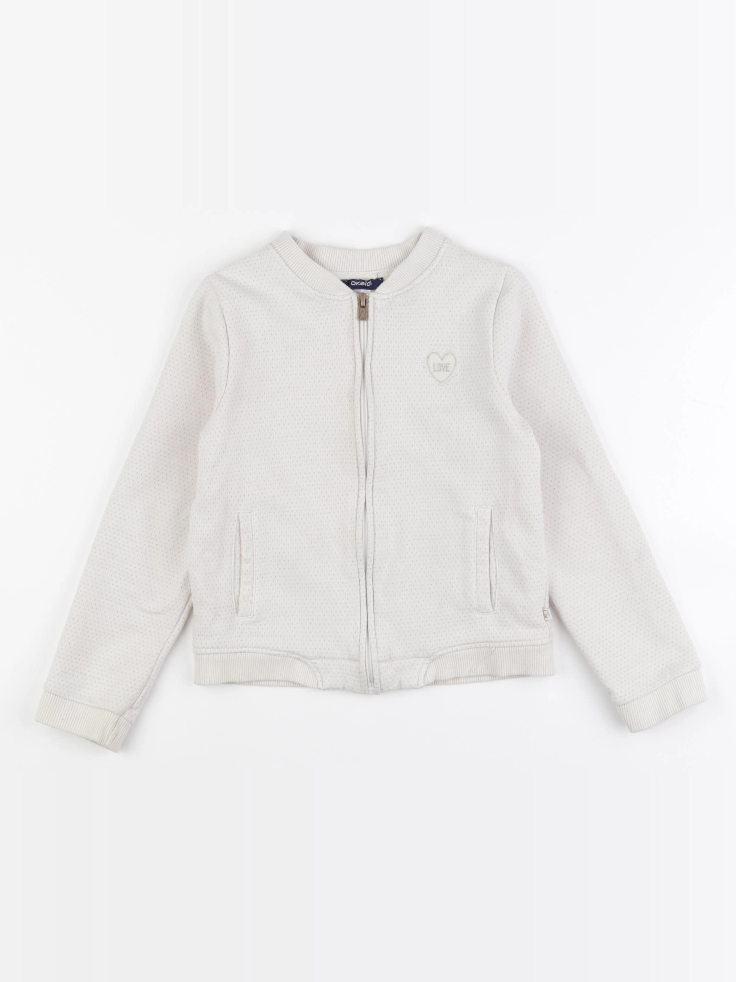 Okaidi - sweat or, blanc - 8 ans