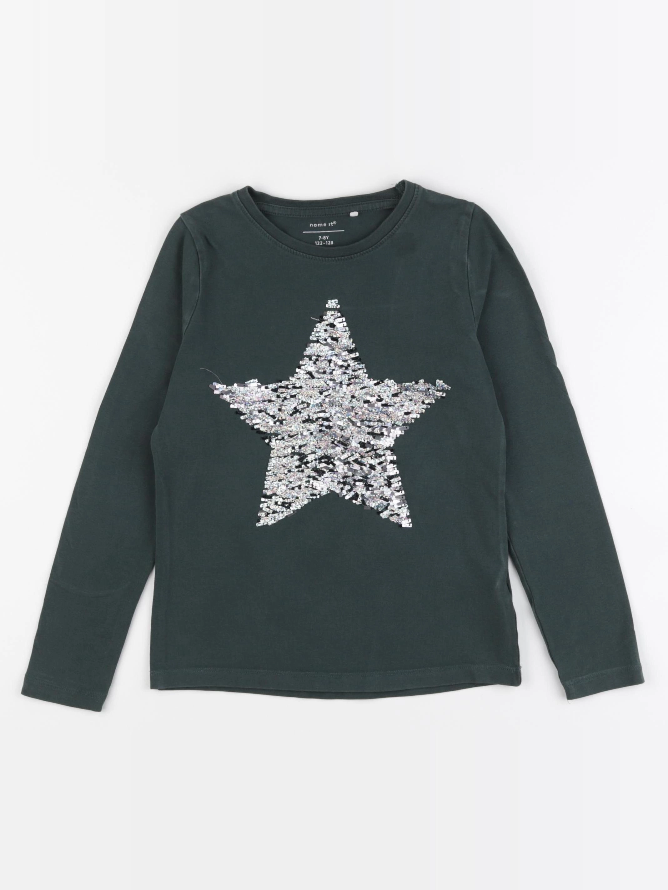 Name it - tee-shirt argent, vert - 7/8 ans