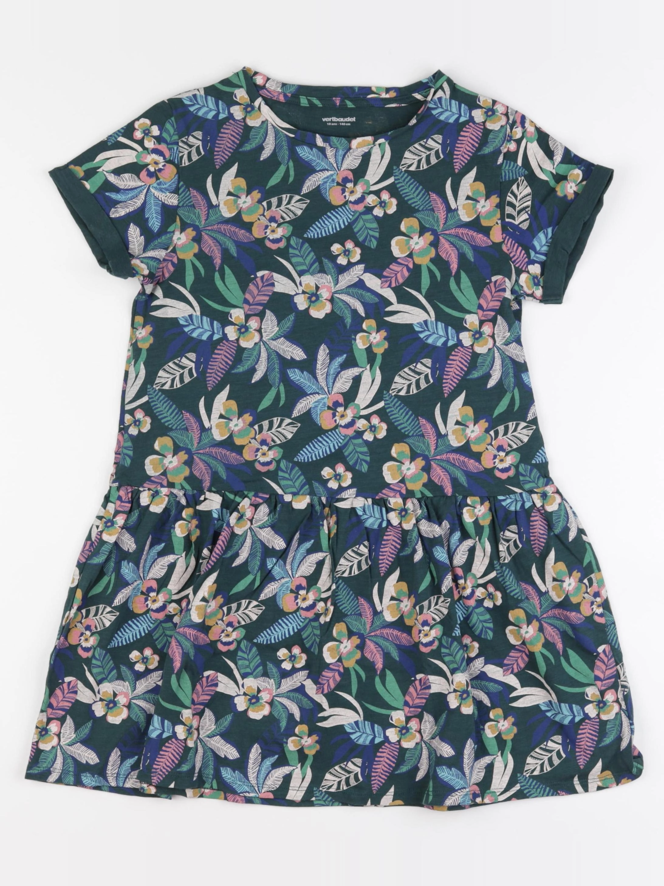 Vertbaudet - robe bleu, vert - 10 ans