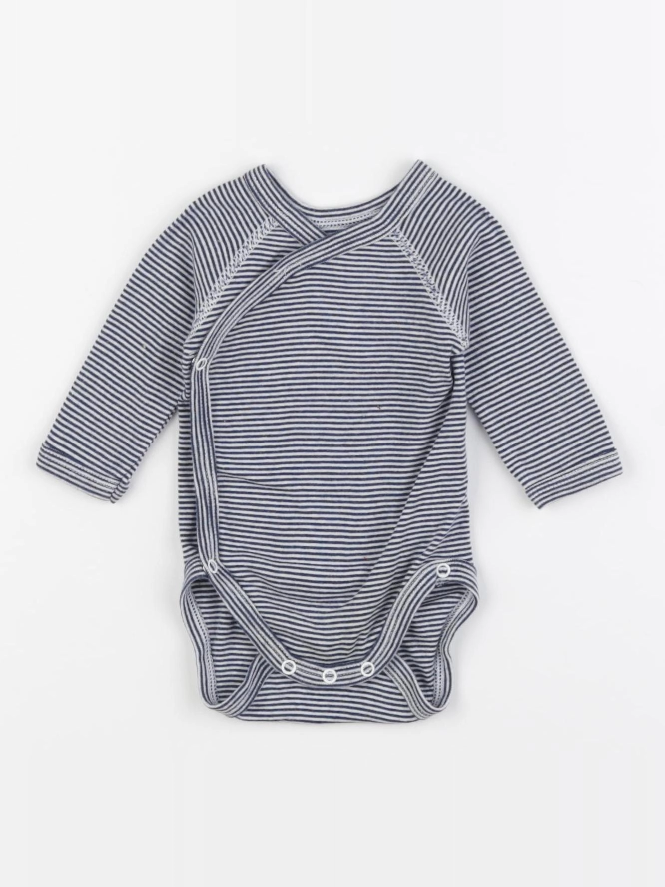 Petit Bateau - body blanc, bleu - 1 mois