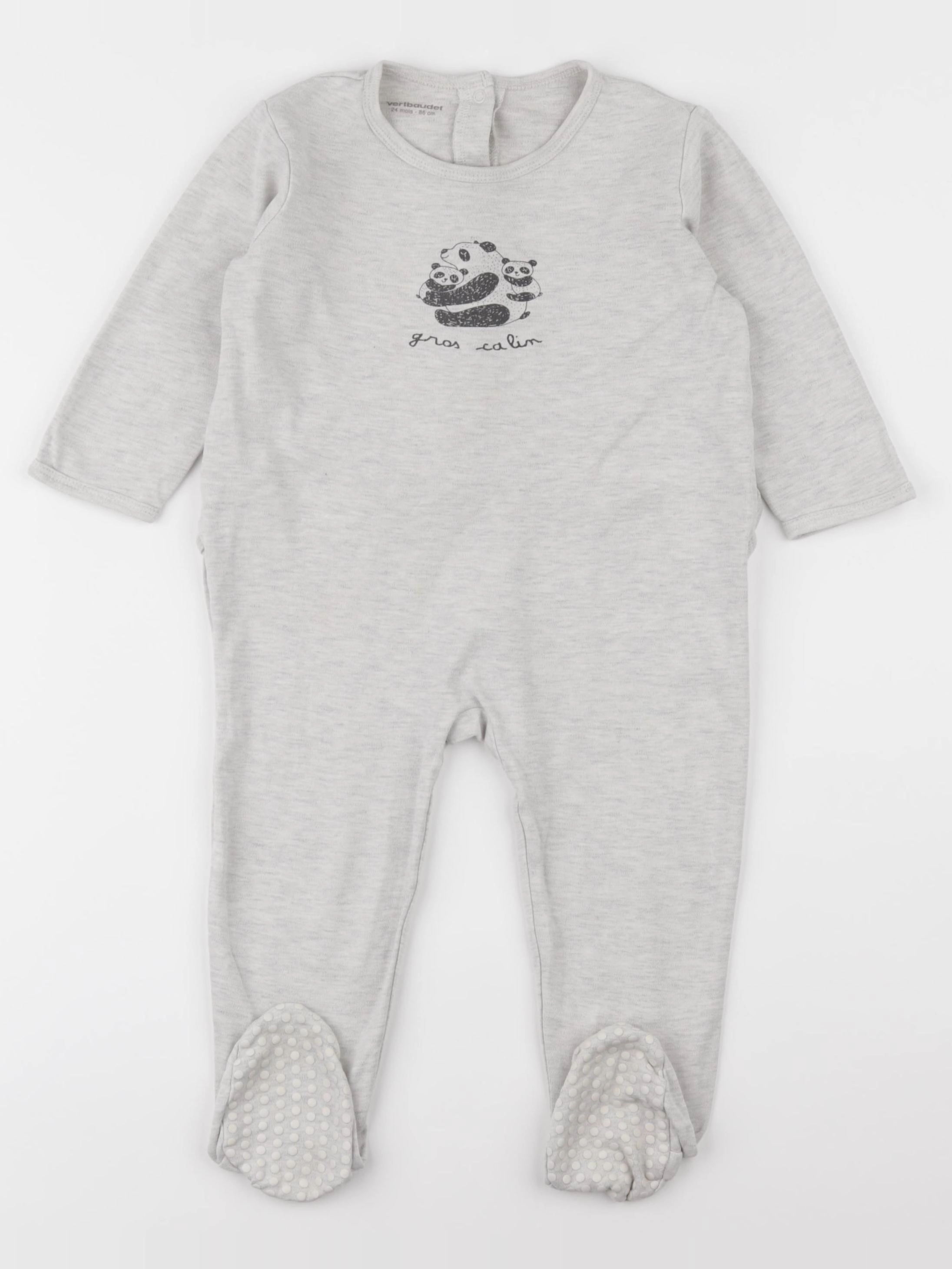 Vertbaudet - pyjama coton gris - 24 mois