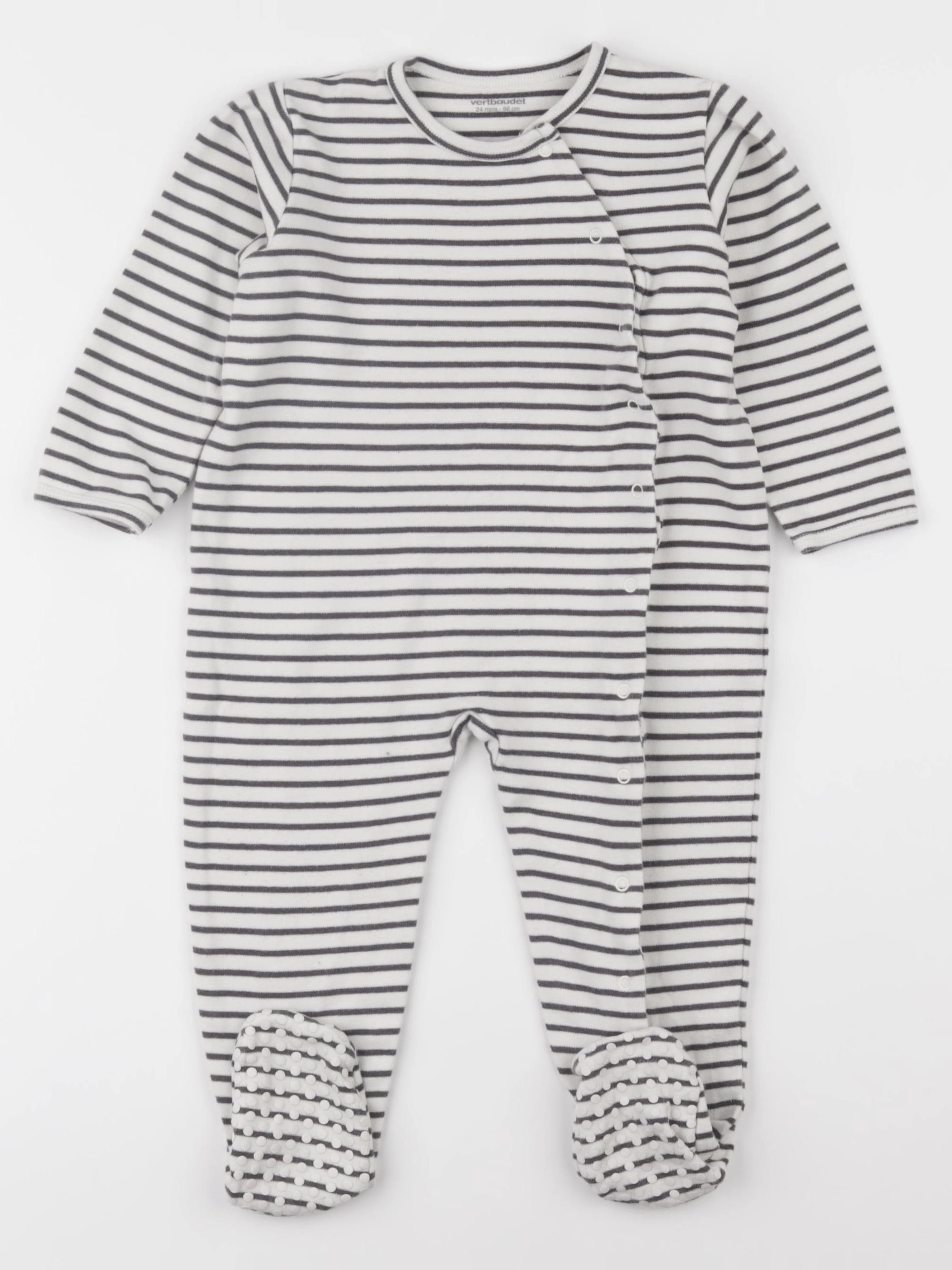 Vertbaudet - pyjama coton blanc, gris - 24 mois