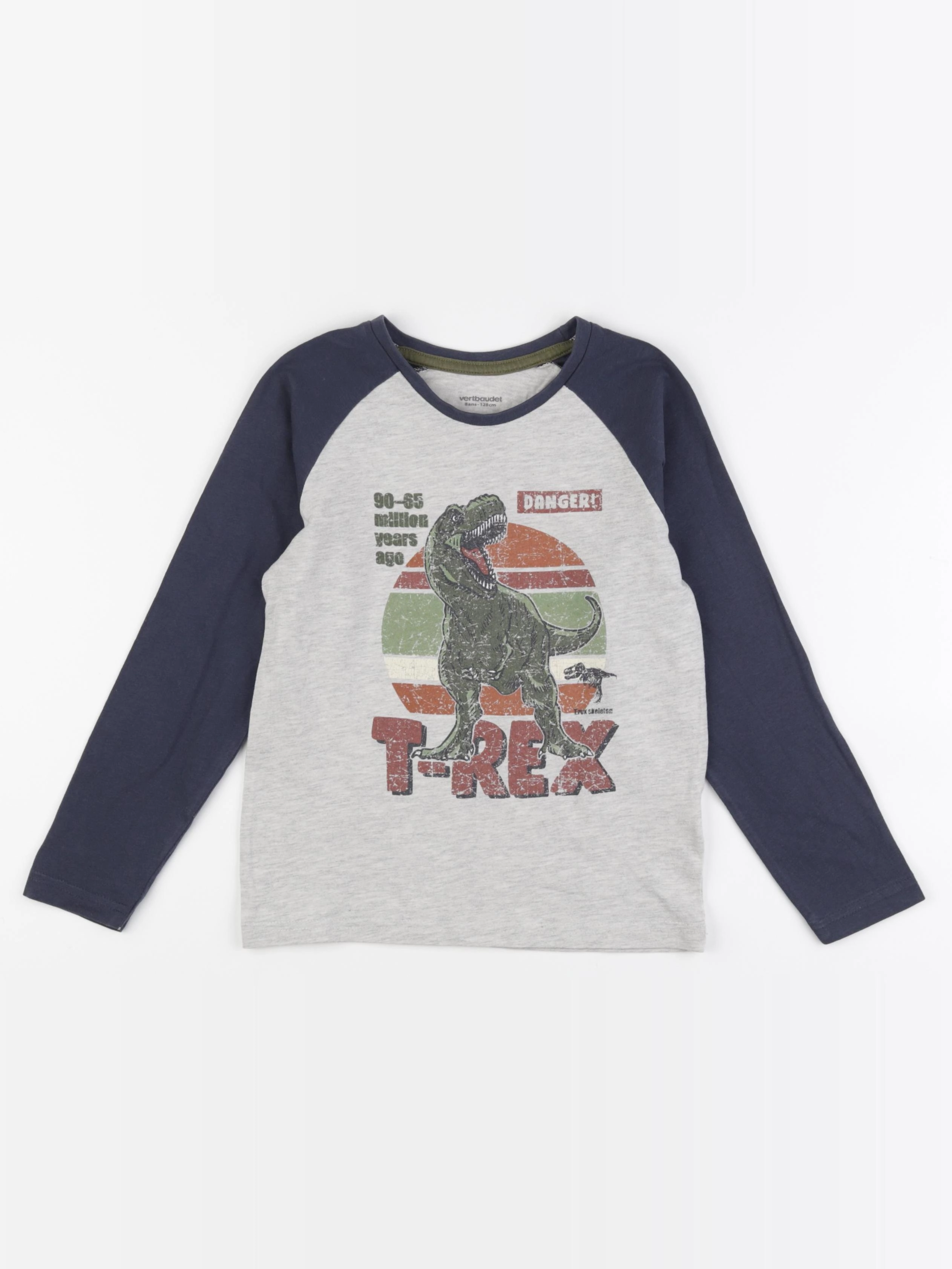 Vertbaudet - tee-shirt gris, bleu - 8 ans