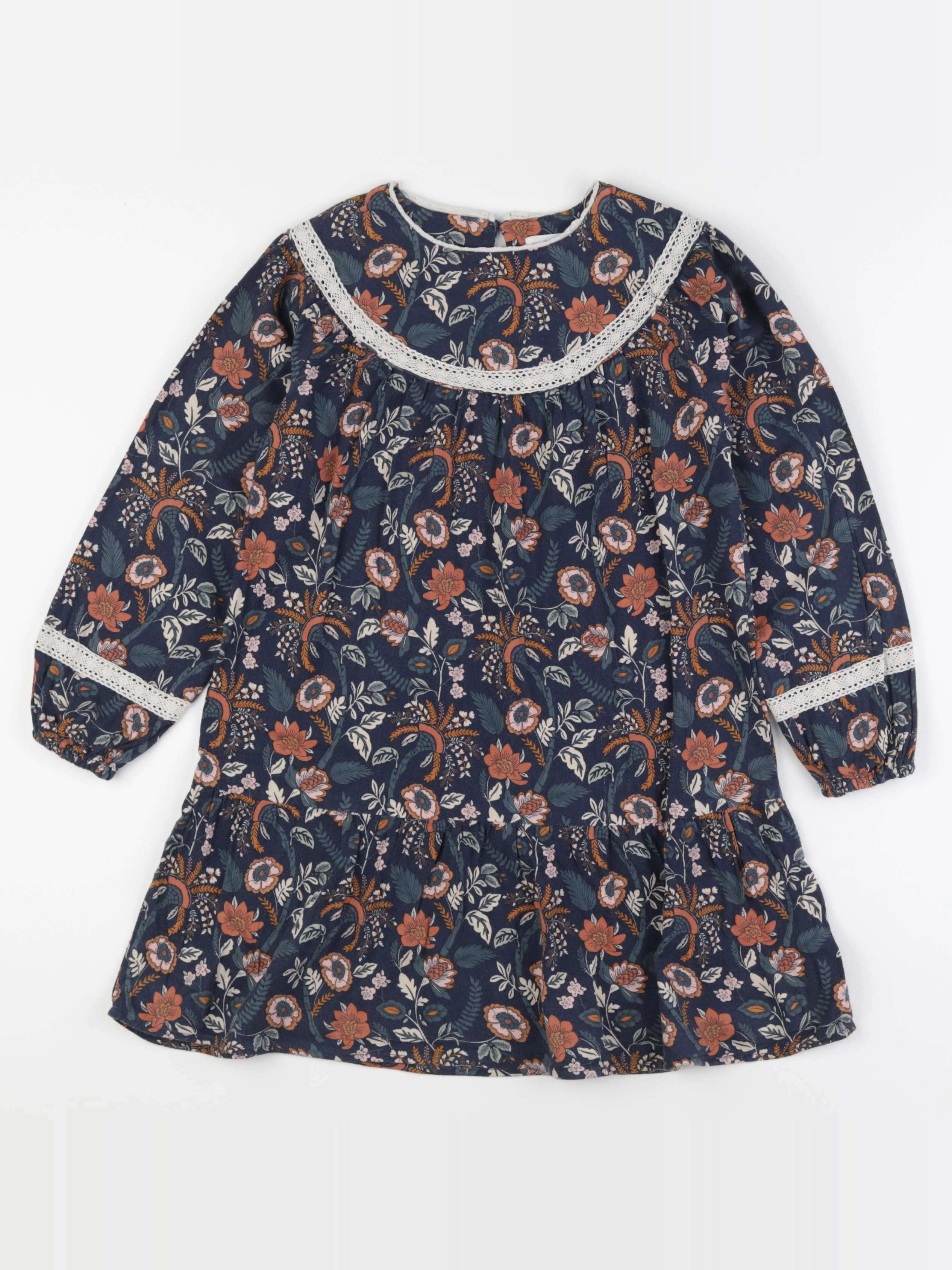 Vertbaudet - robe bleu, marron - 8 ans