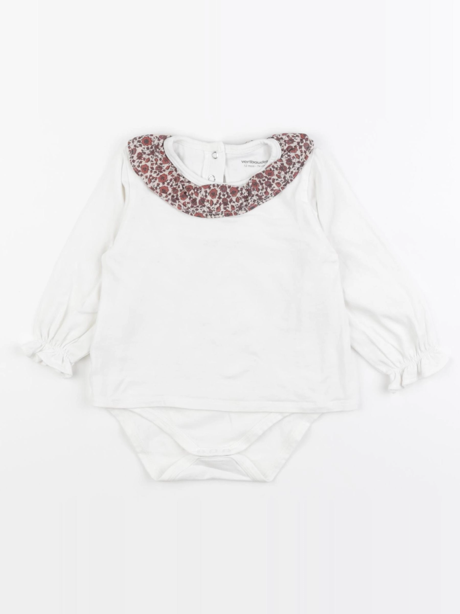 Vertbaudet - body tee-shirt blanc - 12 mois