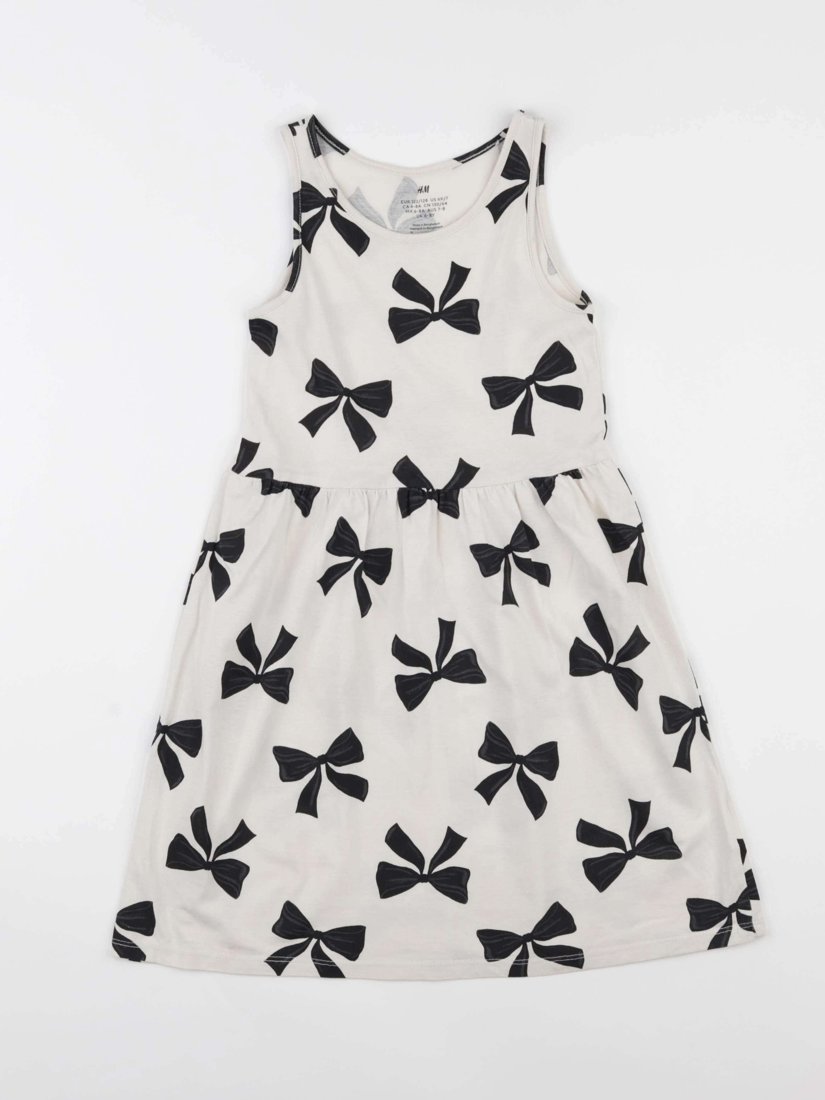 H&M - robe blanc, noir - 6/8 ans