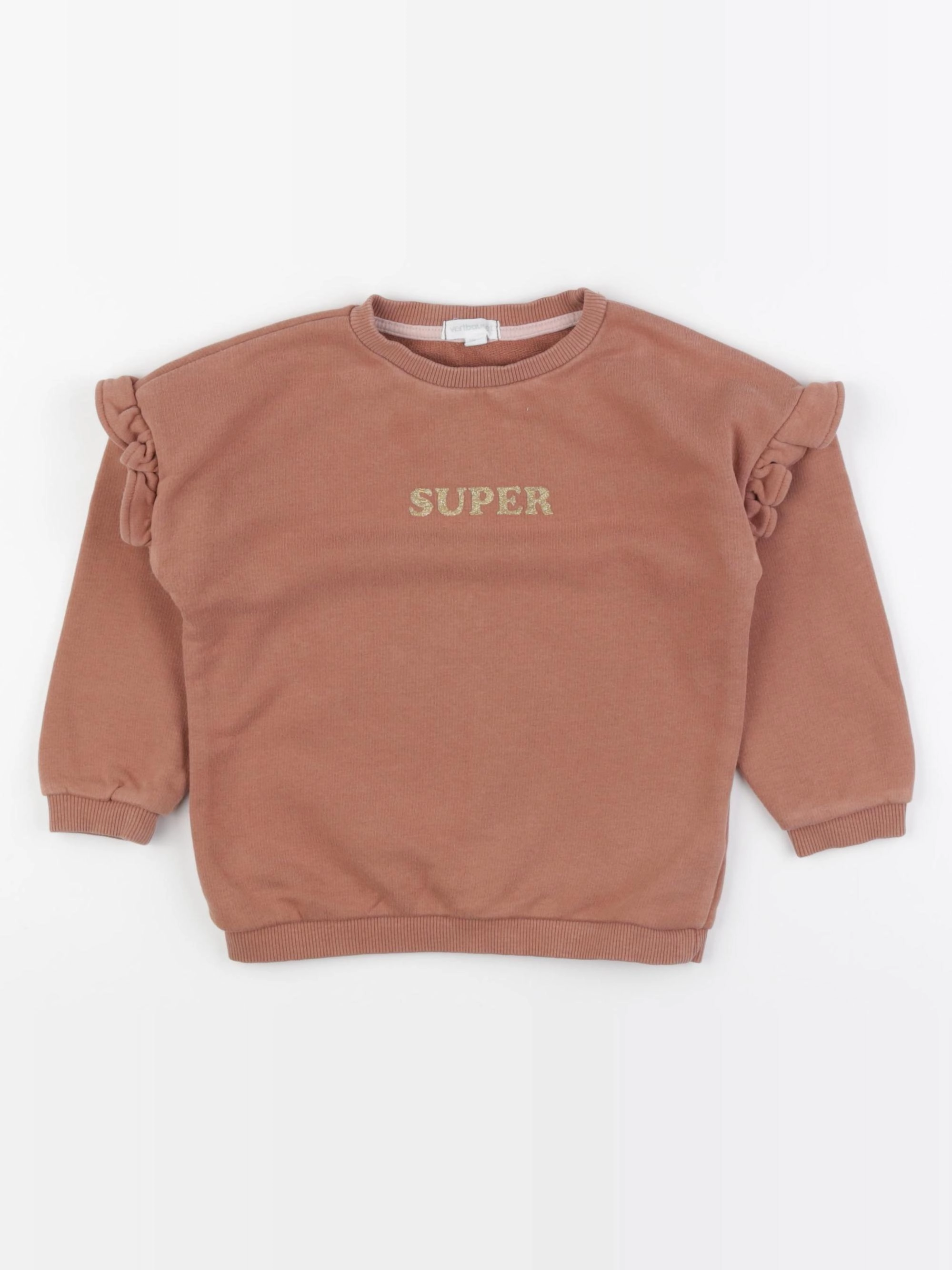 Vertbaudet - sweat marron, or - 4 ans