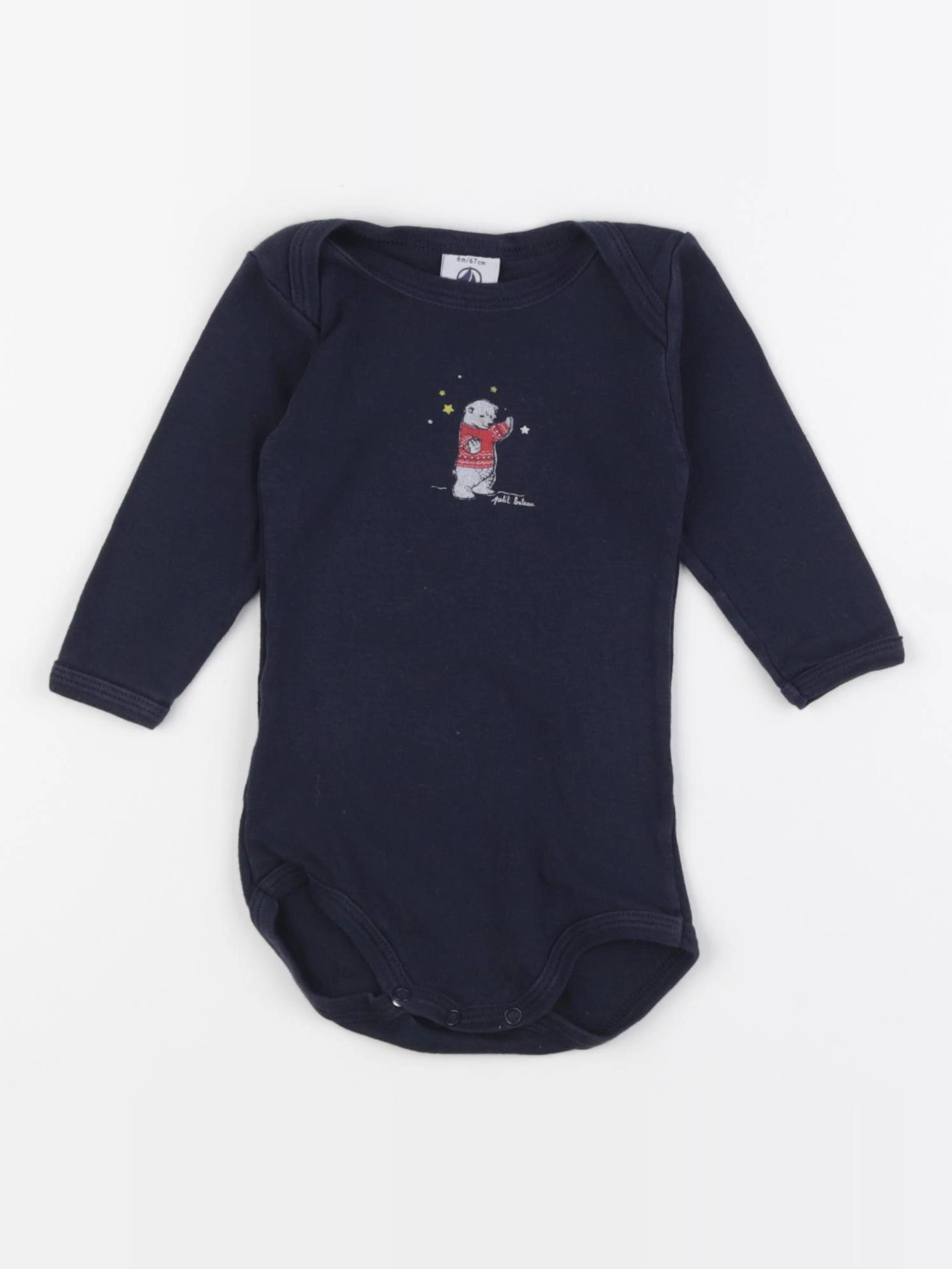 Petit Bateau - body bleu - 6 mois