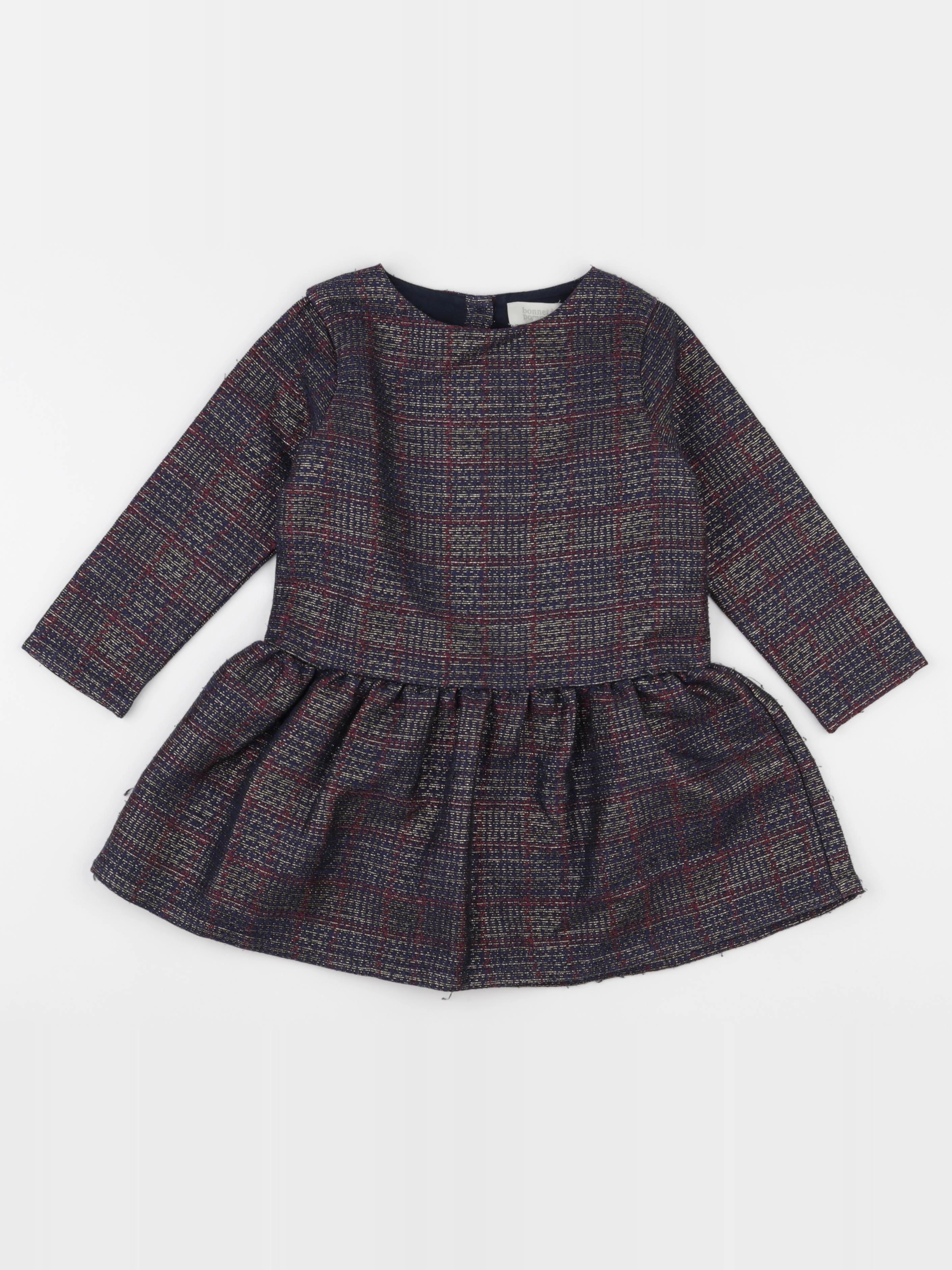 Bonnet à Pompon - robe bleu - 4 ans
