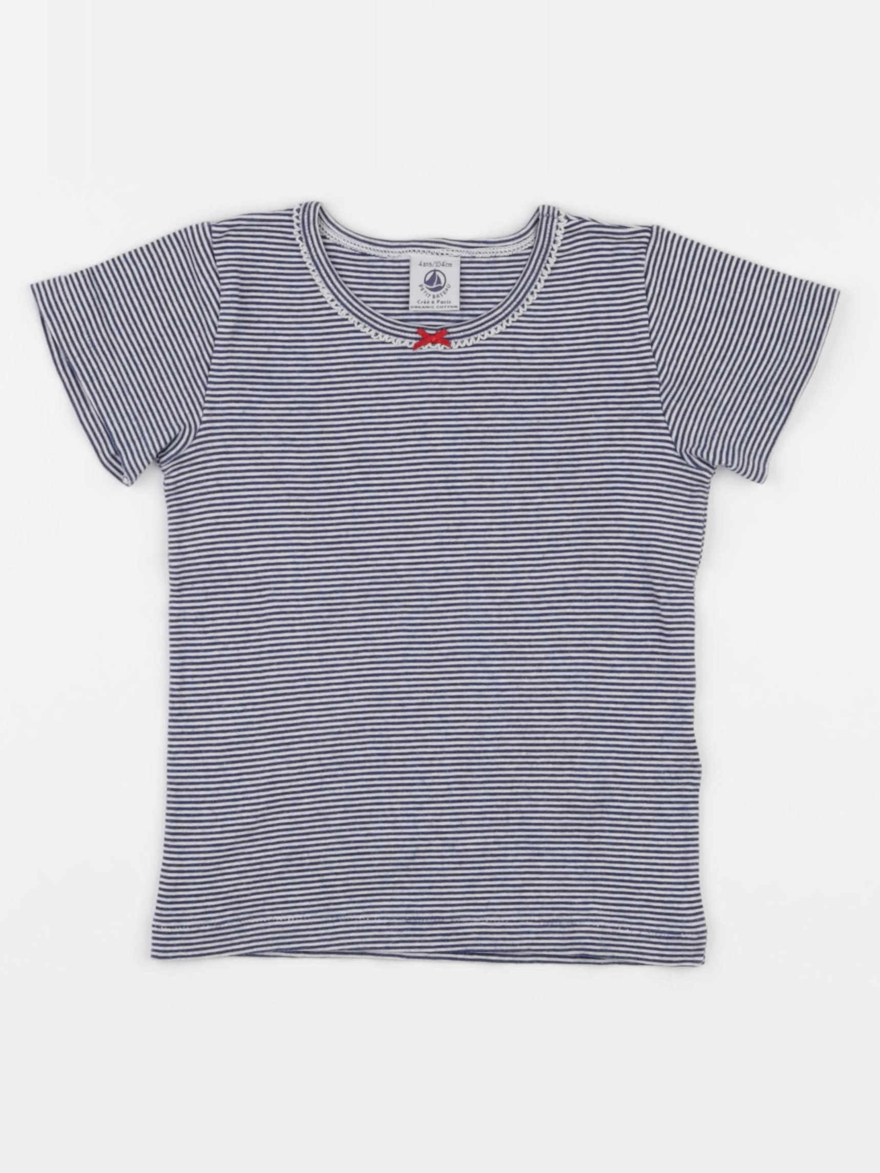Petit Bateau - maillot de corps blanc, bleu - 4 ans