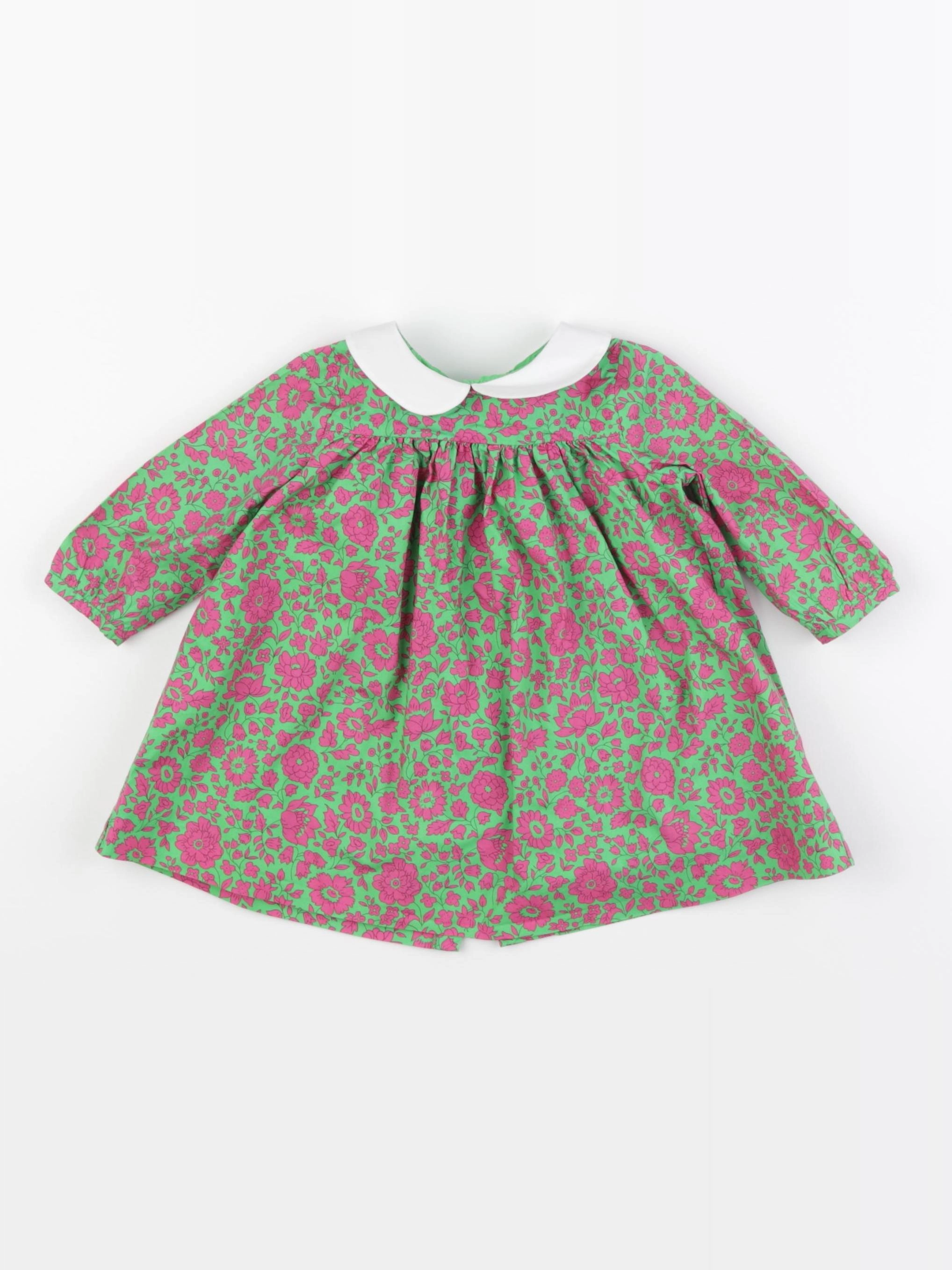 Jacadi - robe liberty vert, rose - 6 mois