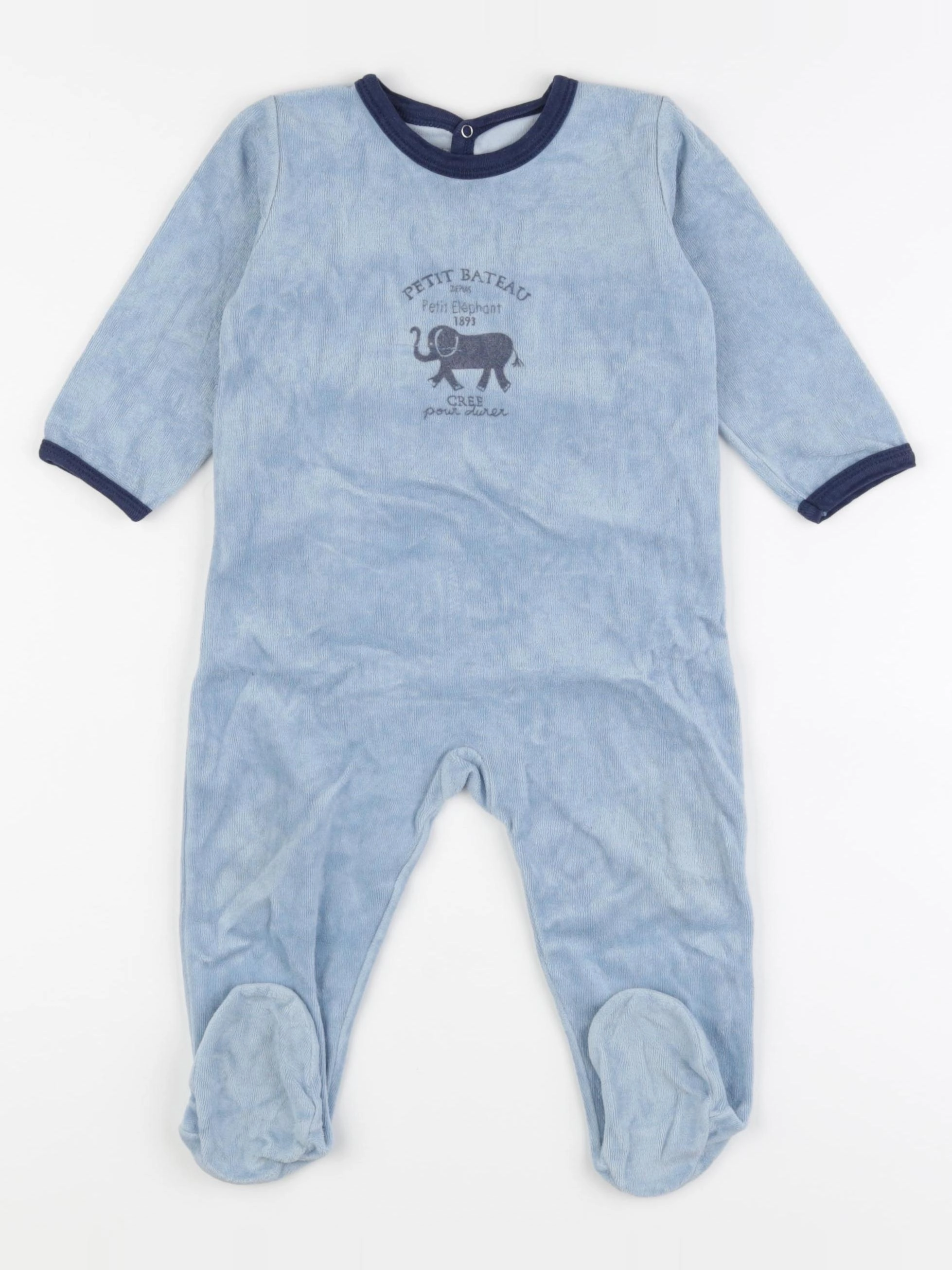 Petit Bateau - pyjama velours bleu - 18 mois