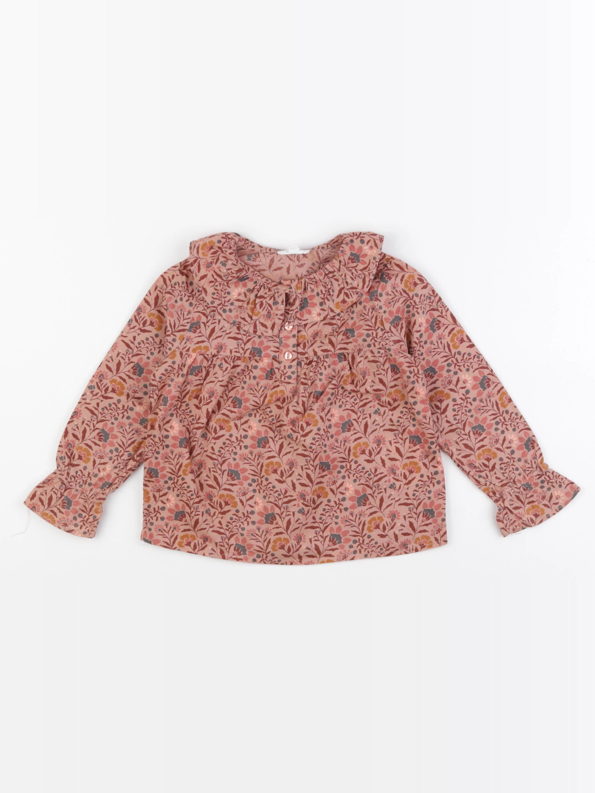 Vertbaudet - blouse rose, gris - 3 ans