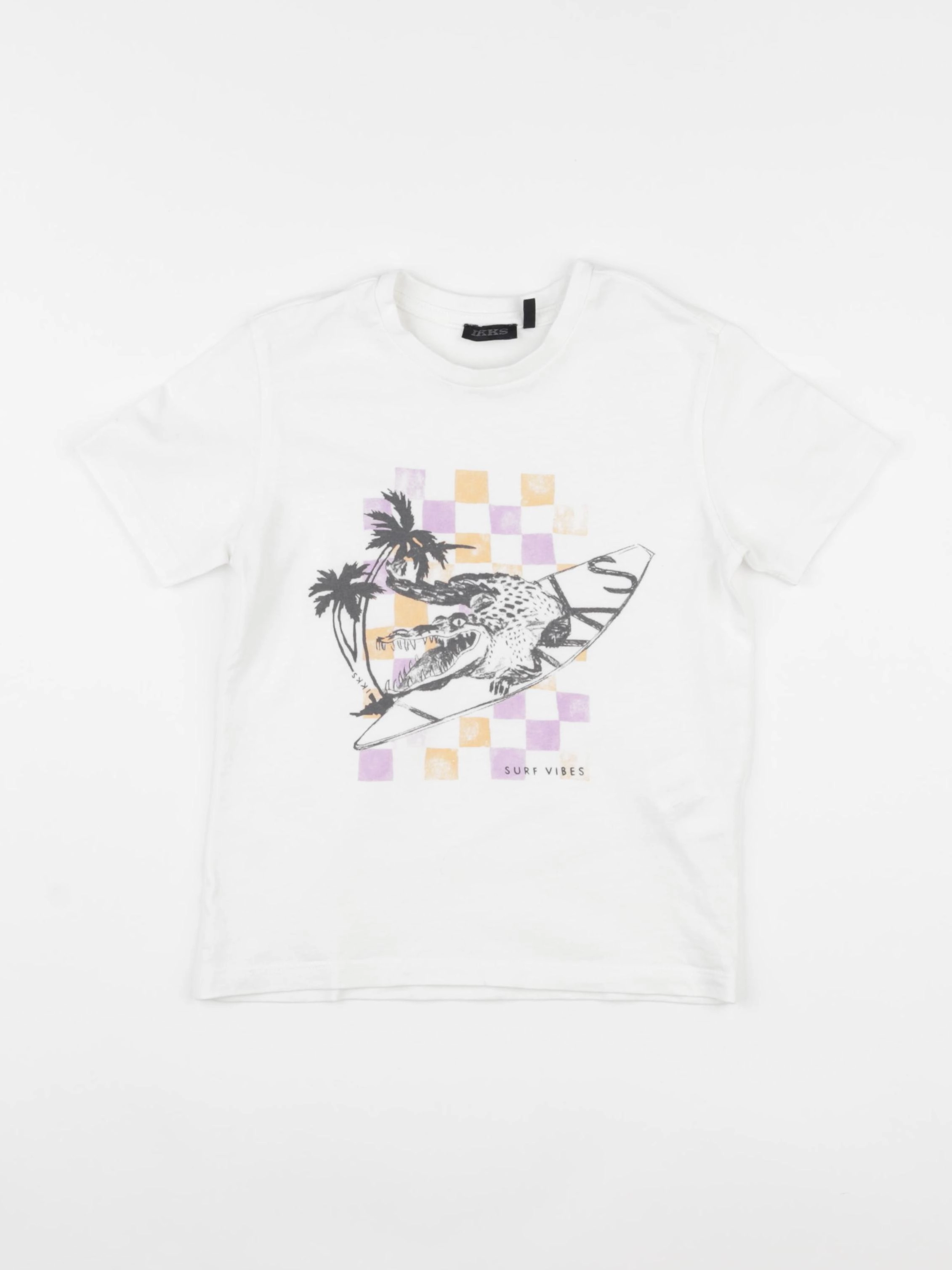 IKKS - tee-shirt blanc, violet, orange - 4 ans