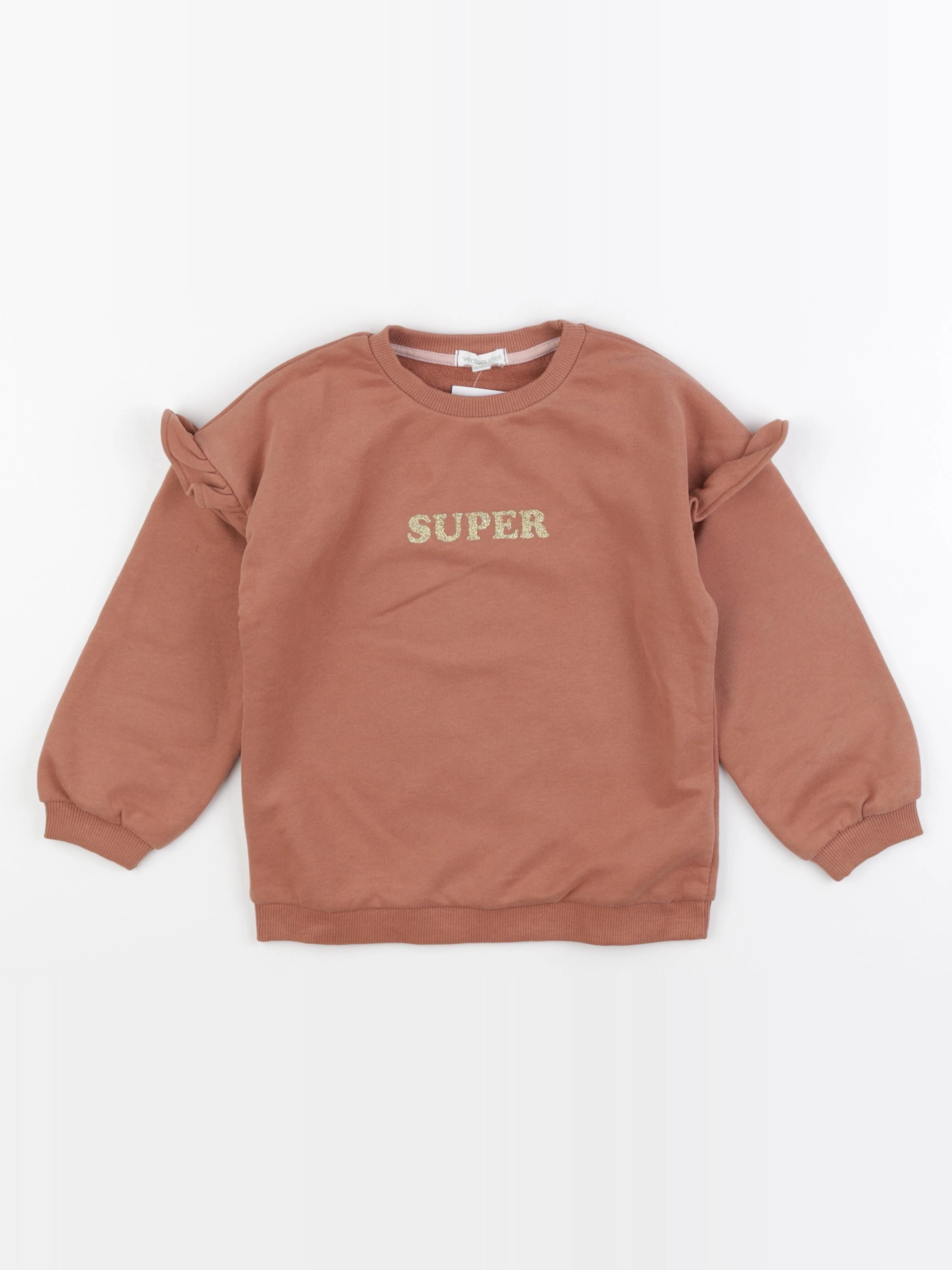 Vertbaudet - sweat marron, or - 6 ans