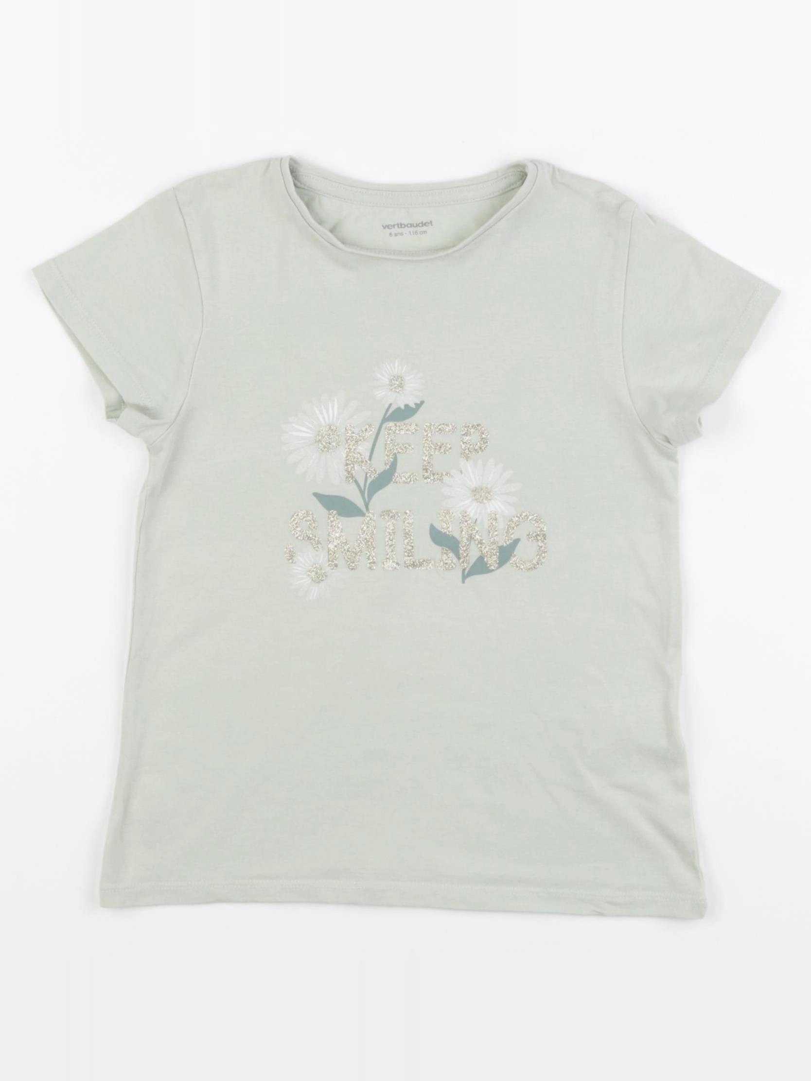 Vertbaudet - tee-shirt vert - 6 ans