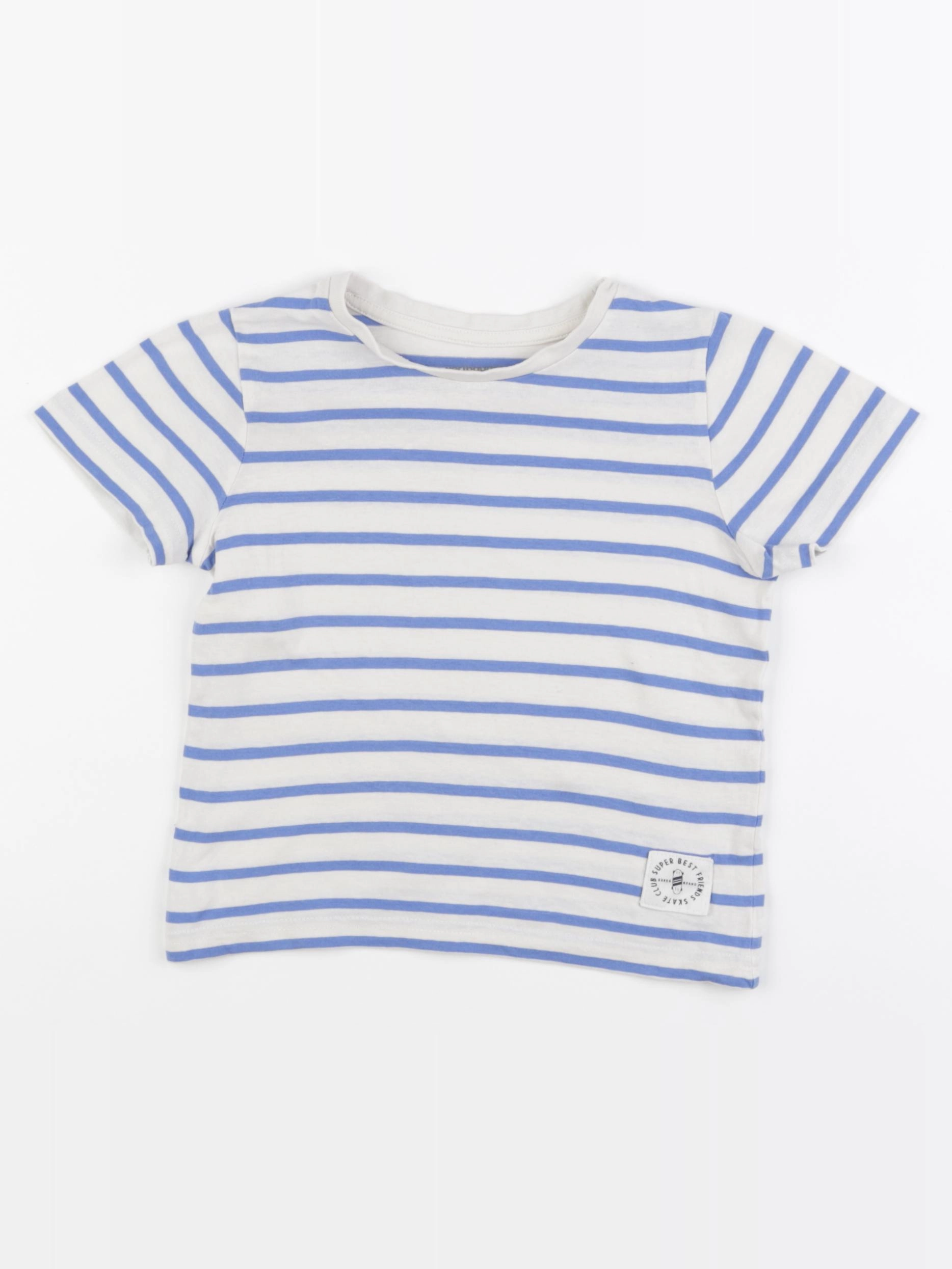 Vertbaudet - tee-shirt bleu, blanc - 4 ans