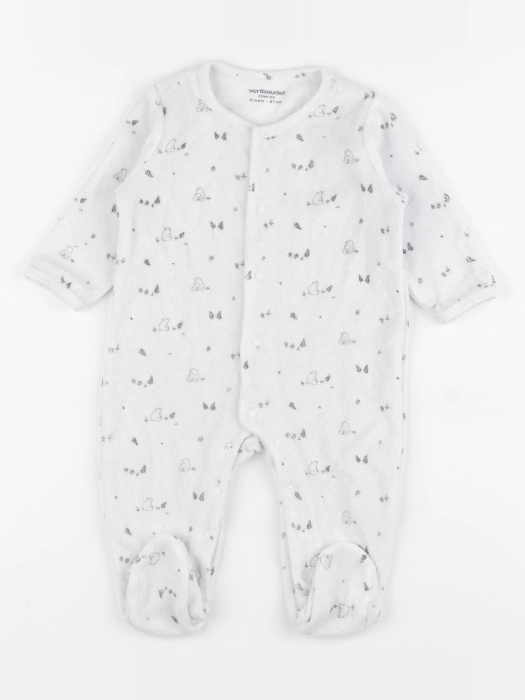 Vertbaudet - pyjama velours blanc - 6 mois
