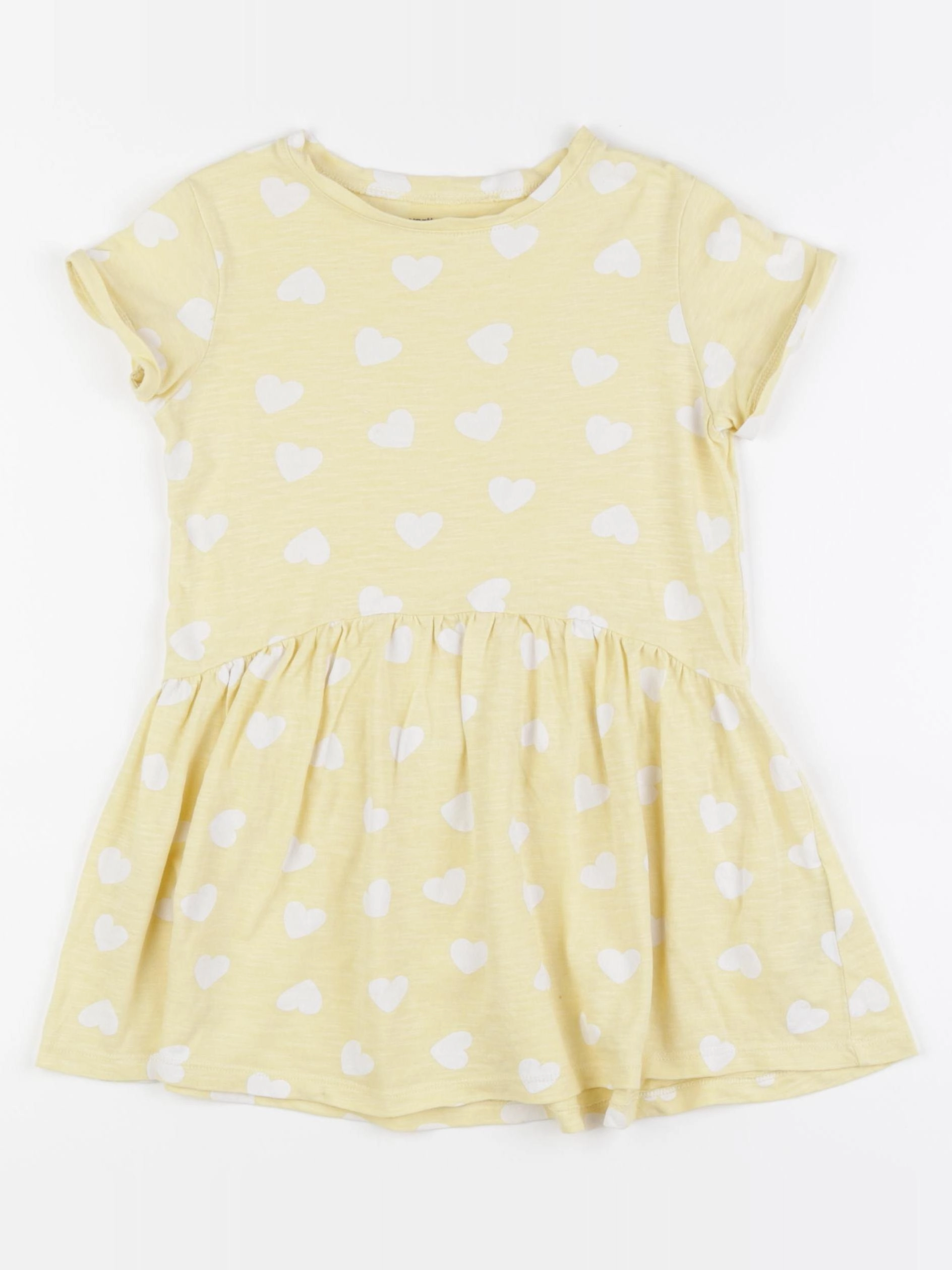 Vertbaudet - robe jaune, blanc - 5 ans
