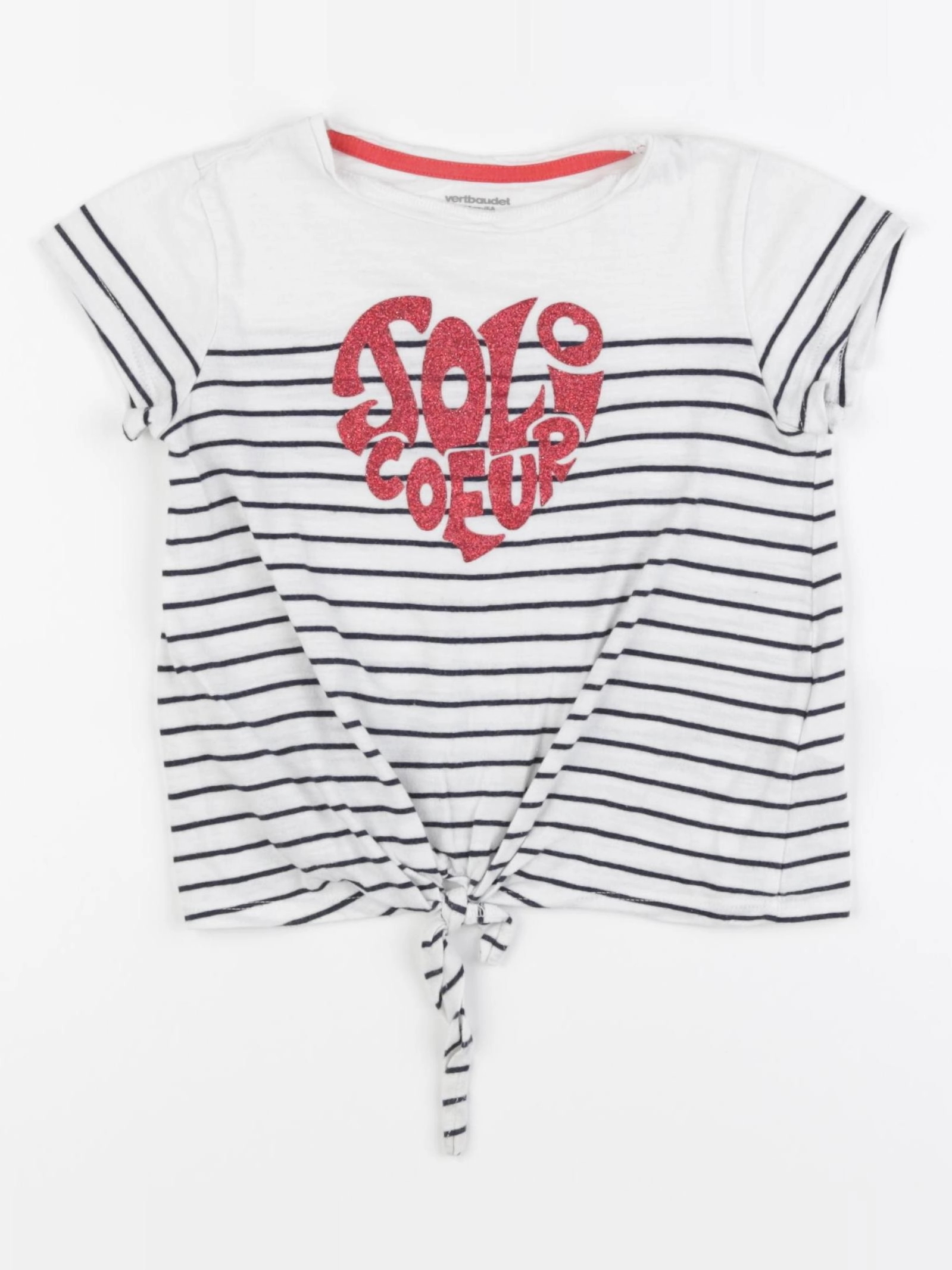 Vertbaudet - tee-shirt blanc, bleu - 5 ans