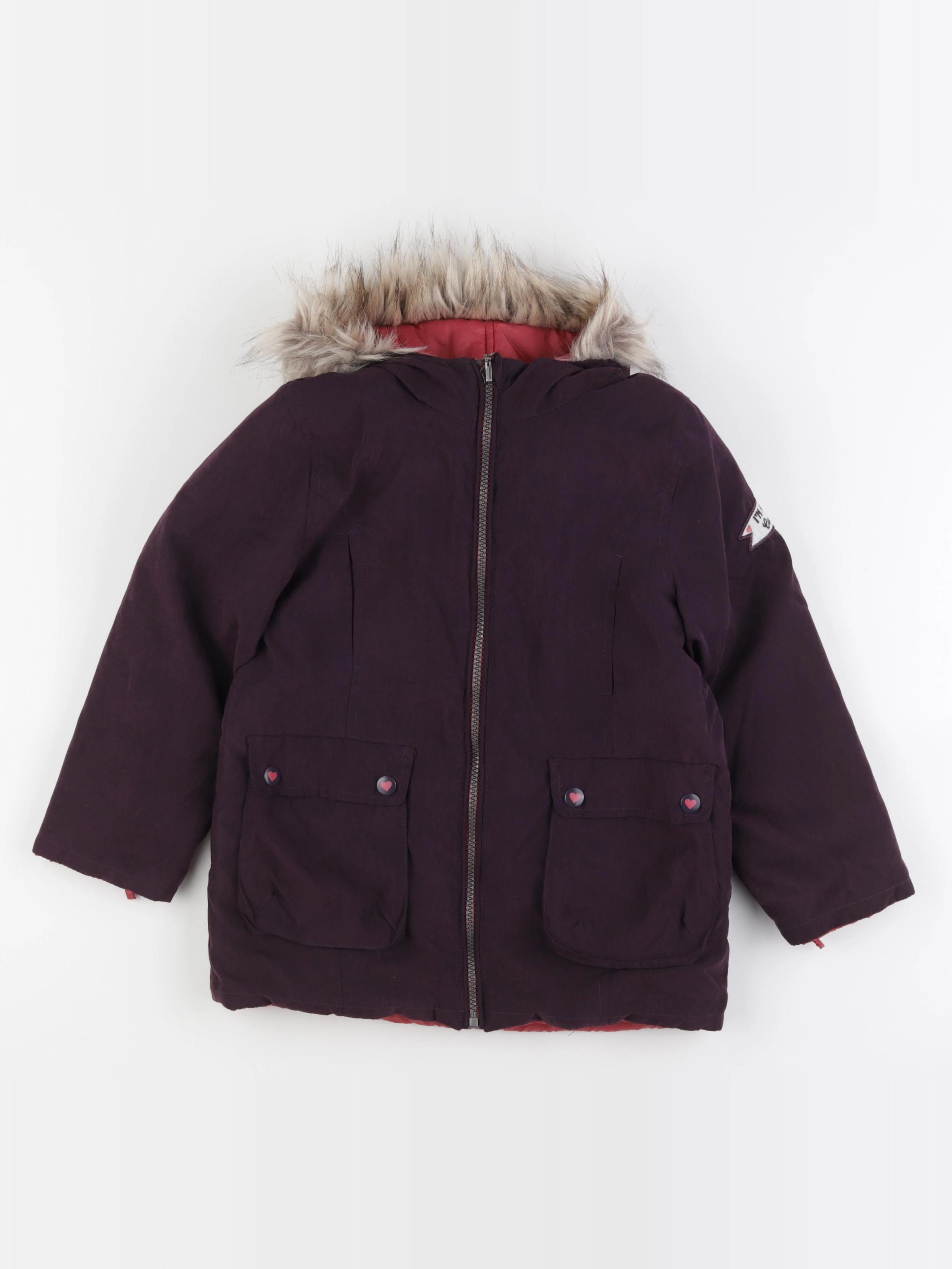 Vertbaudet - manteau réversible violet - 6 ans
