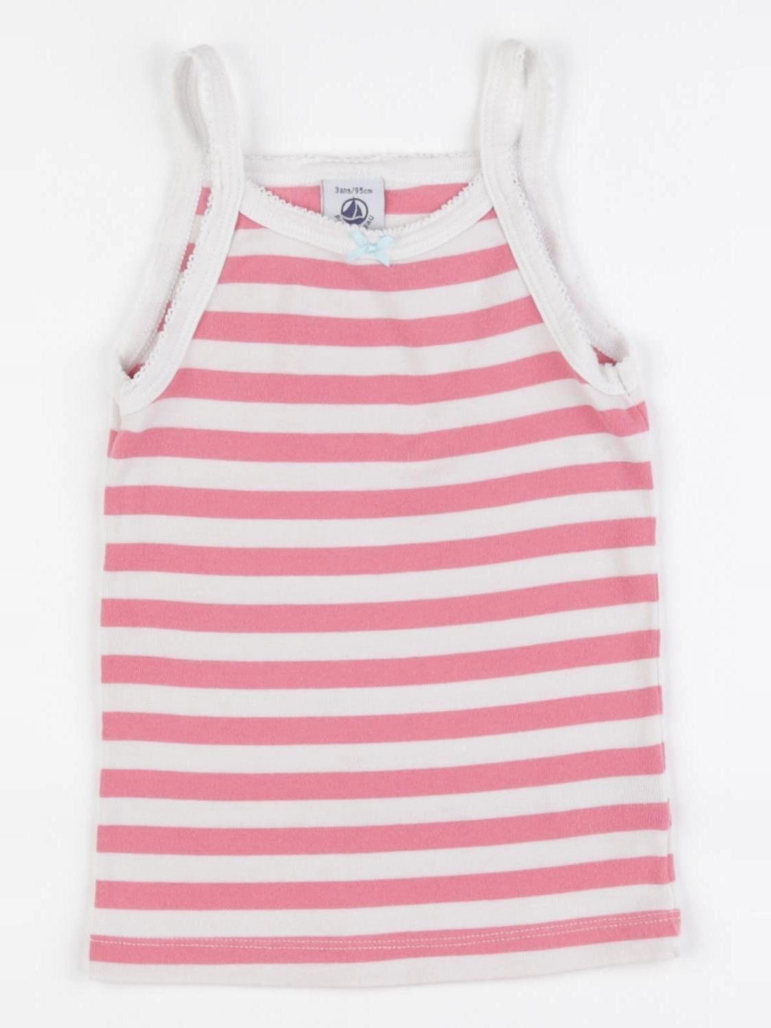 Petit Bateau - maillot de corps rose, blanc - 3 ans