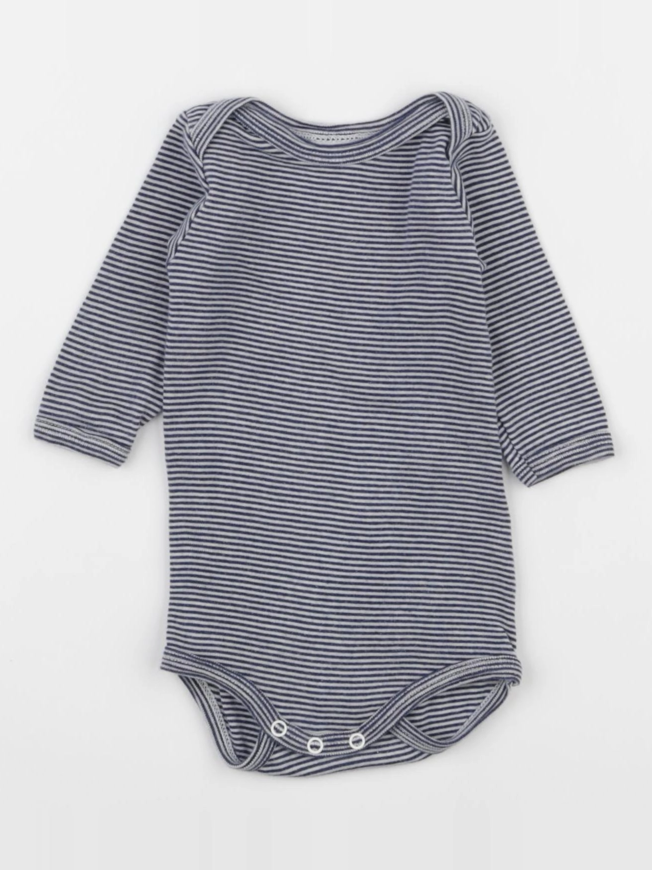 Petit Bateau - body blanc, bleu - 3 mois