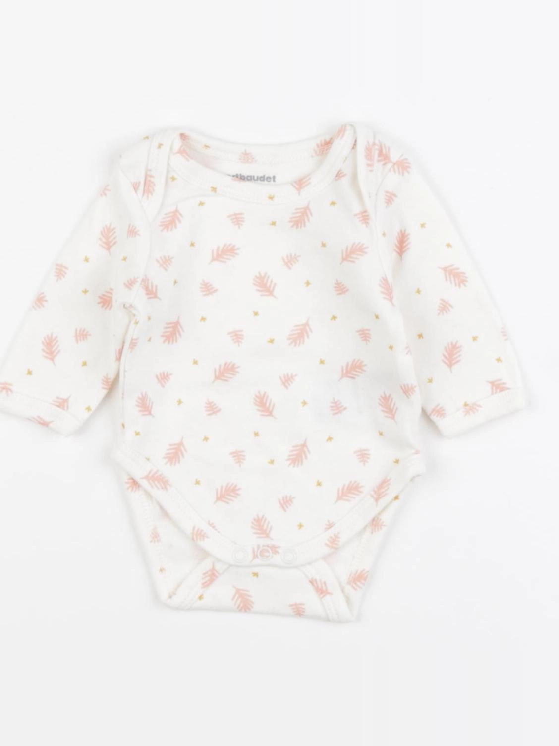 Vertbaudet - body rose, blanc - 0 mois