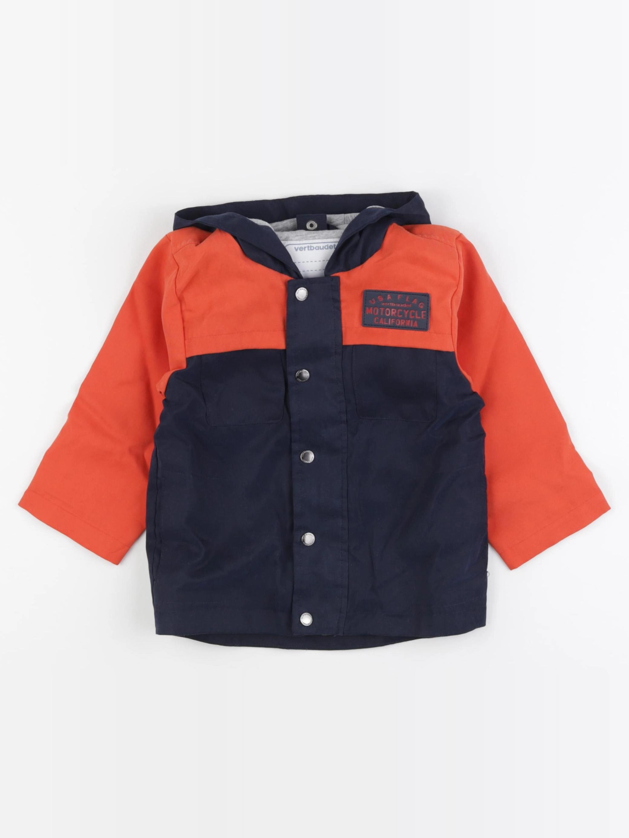 Vertbaudet - coupe-vent bleu, orange - 2 ans