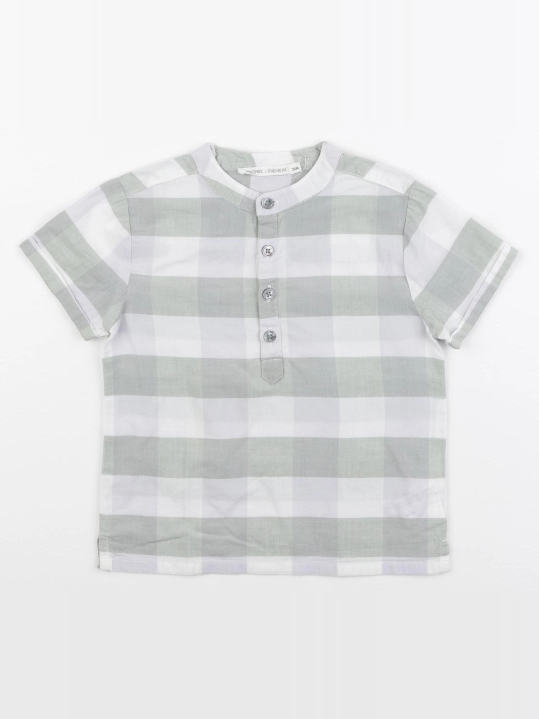 Monoprix - chemise blanc, vert - 24 mois