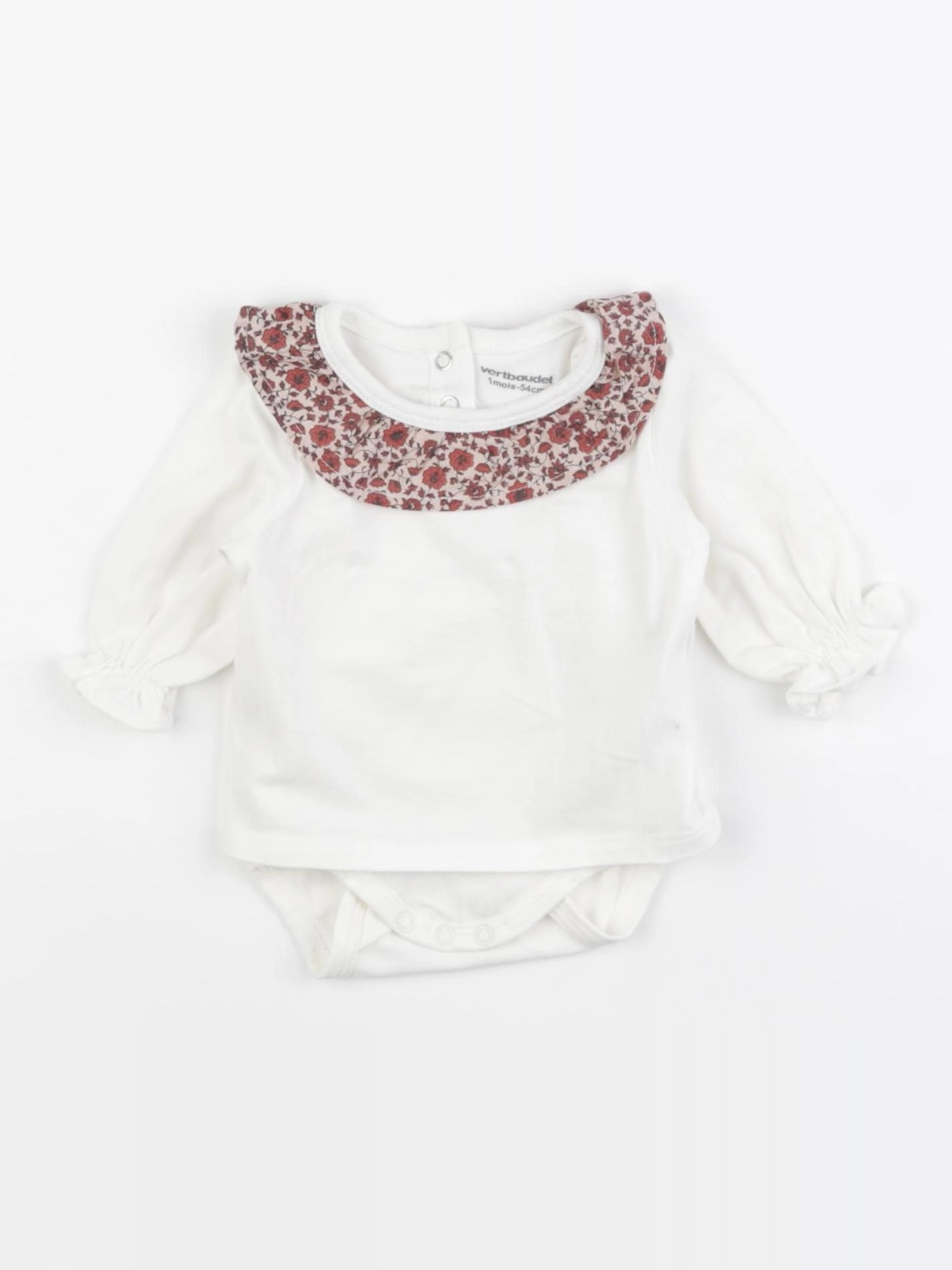 Vertbaudet - body tee-shirt blanc - 1 mois