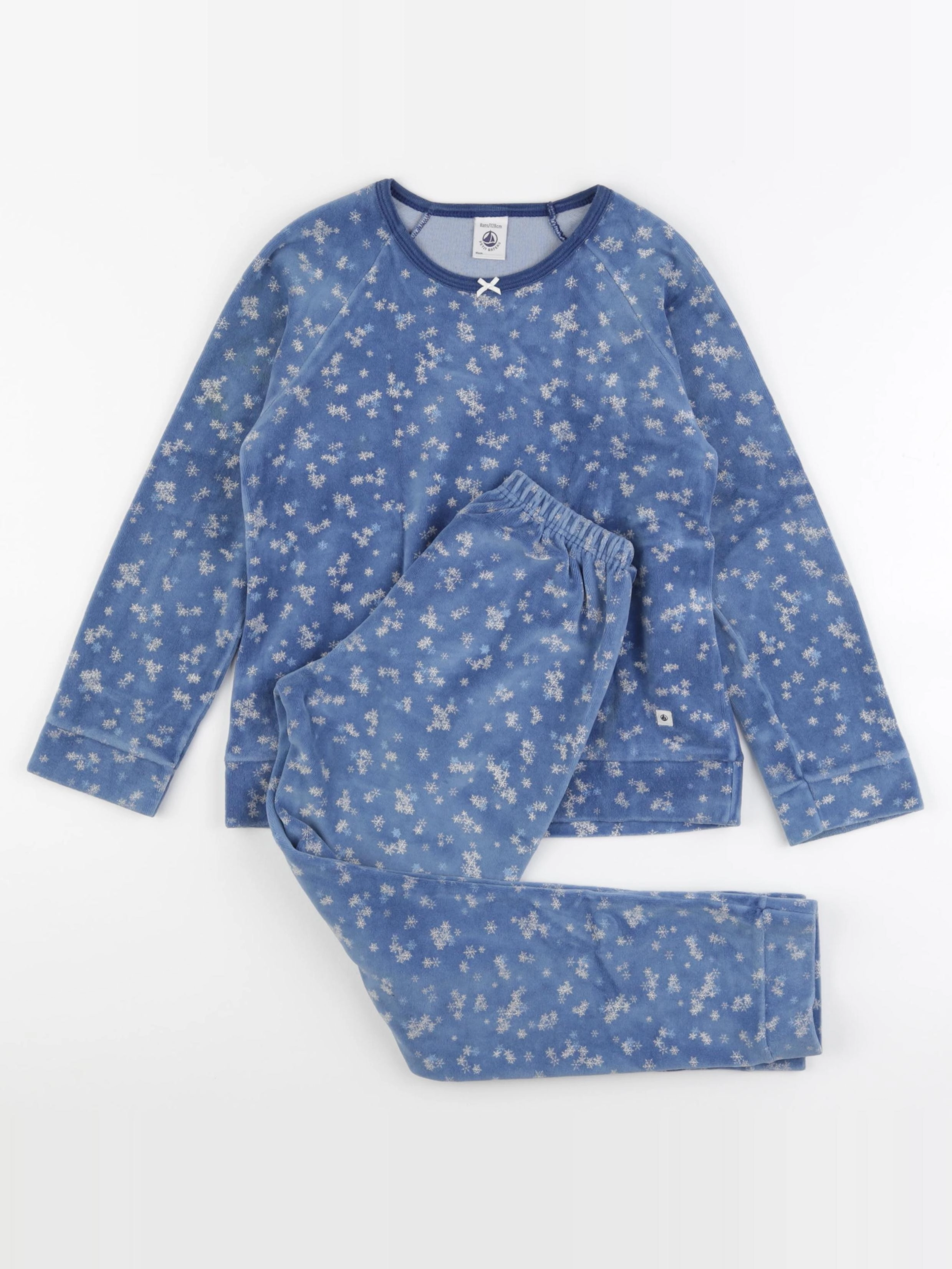 Petit Bateau - pyjama velours bleu - 8 ans