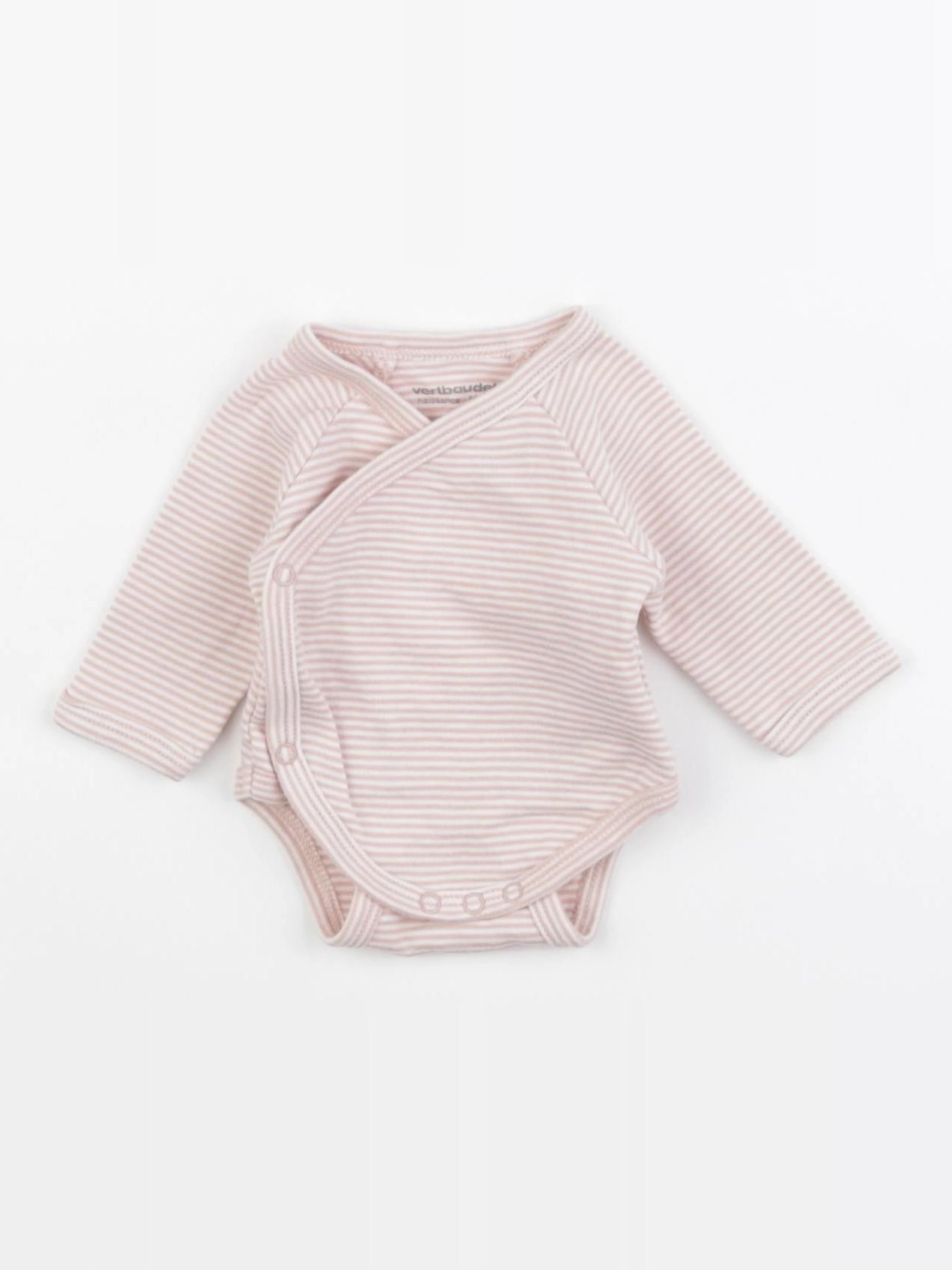 Vertbaudet - body blanc, rose - 0 mois