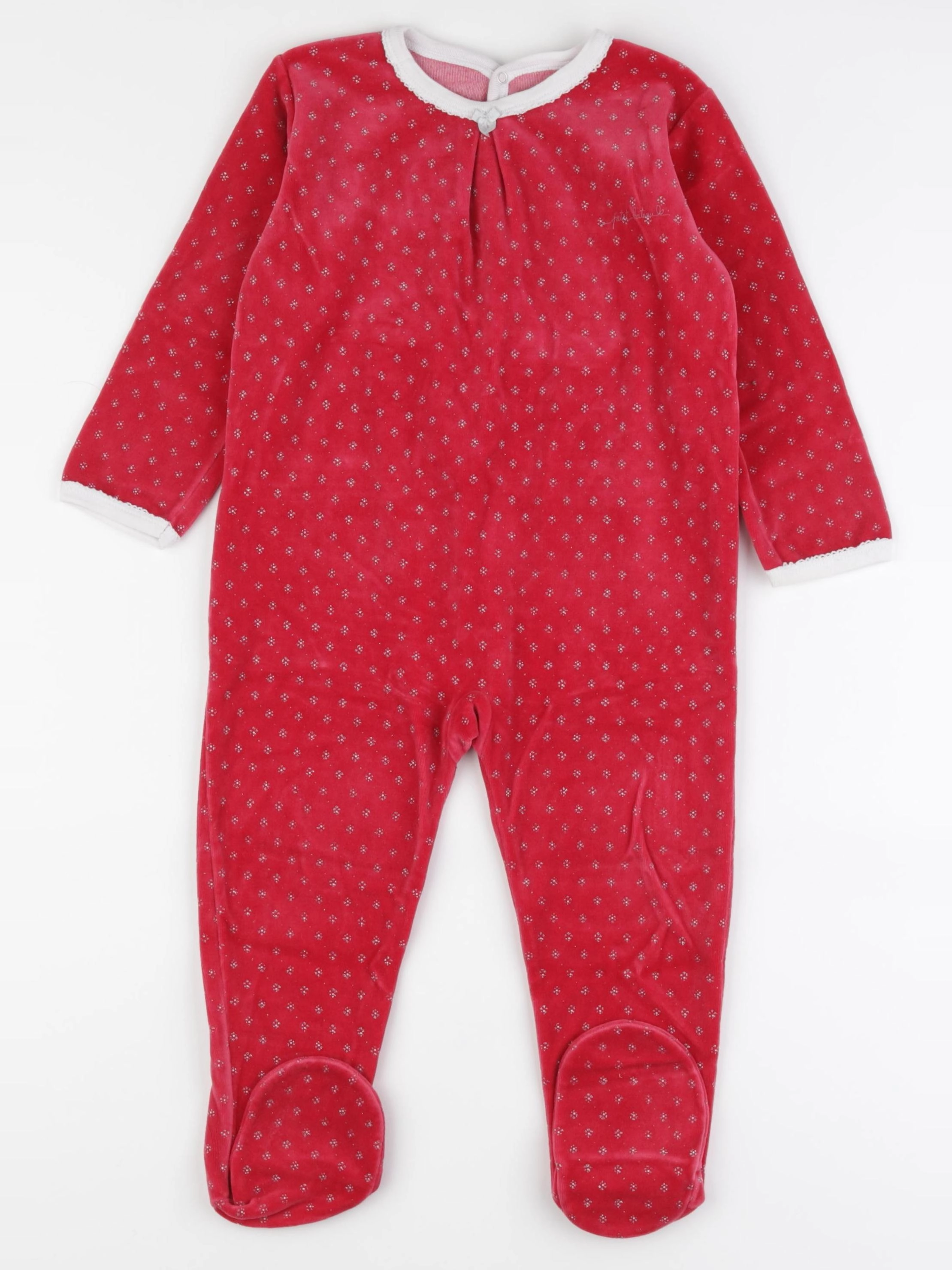 Petit Bateau - pyjama velours rouge, argent - 36 mois