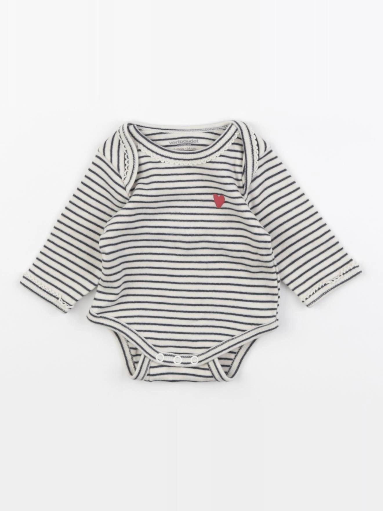 Vertbaudet - body blanc, bleu - 1 mois