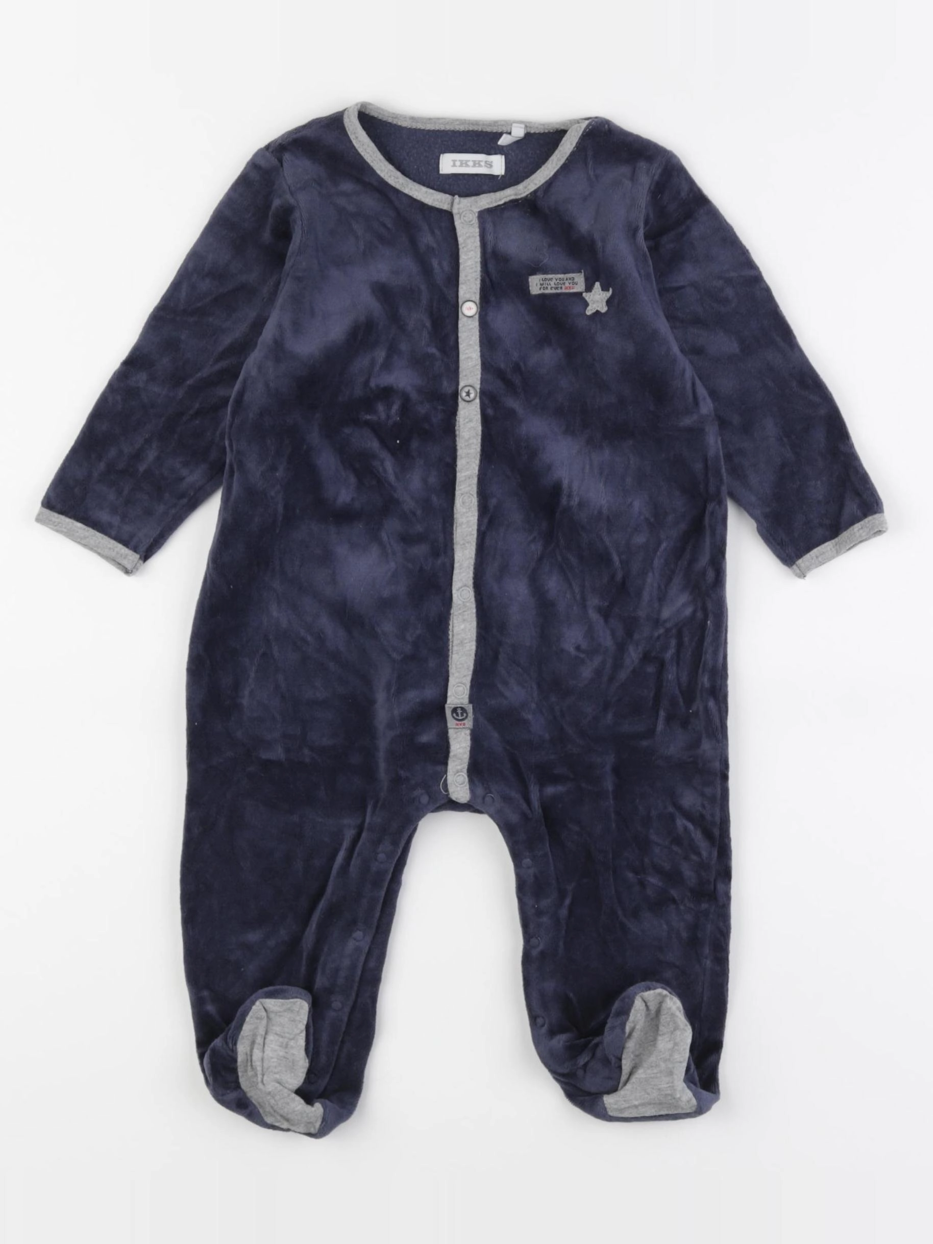 IKKS - pyjama velours bleu - 9 mois