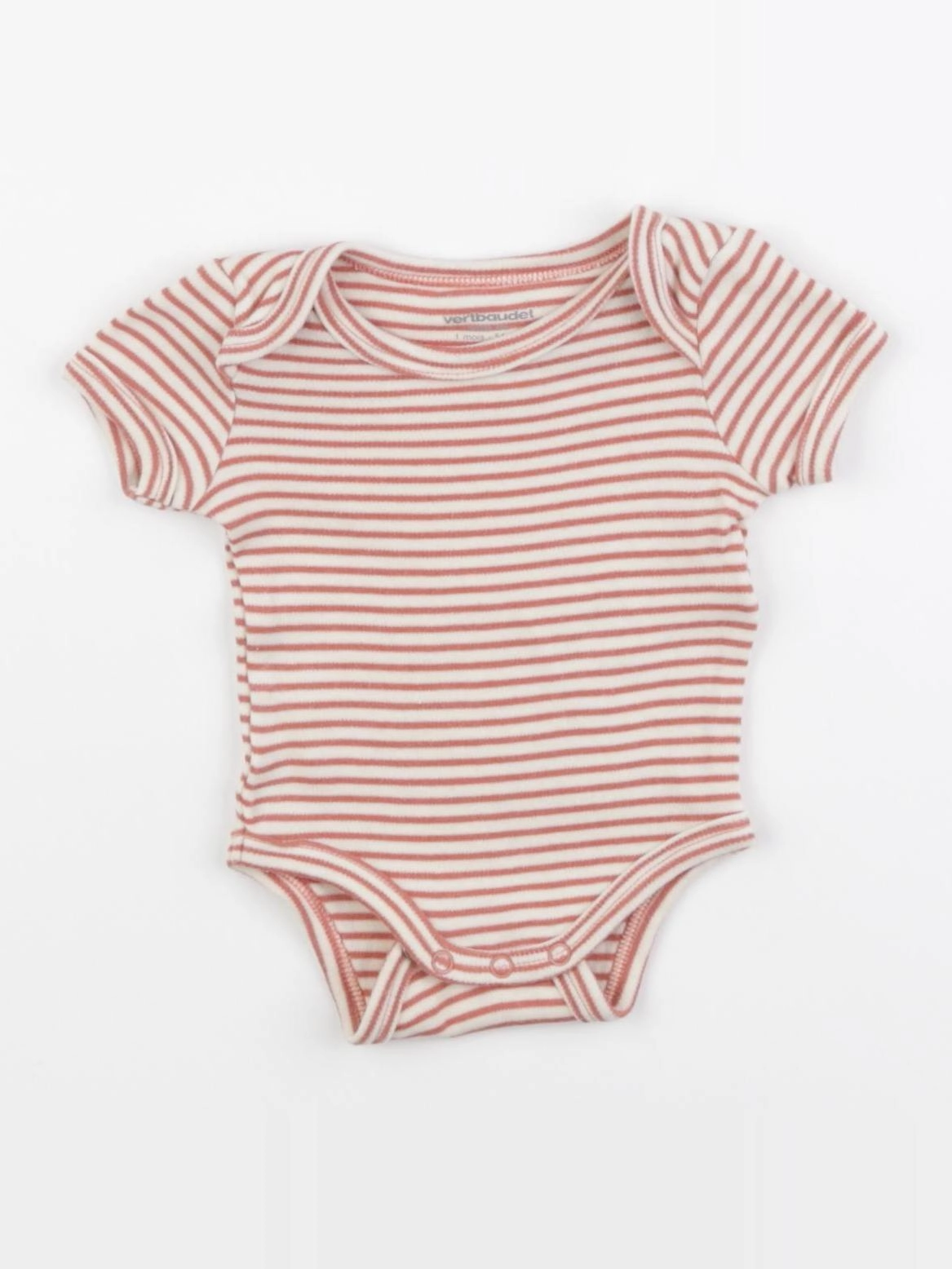 Vertbaudet - body blanc, rose - 1 mois