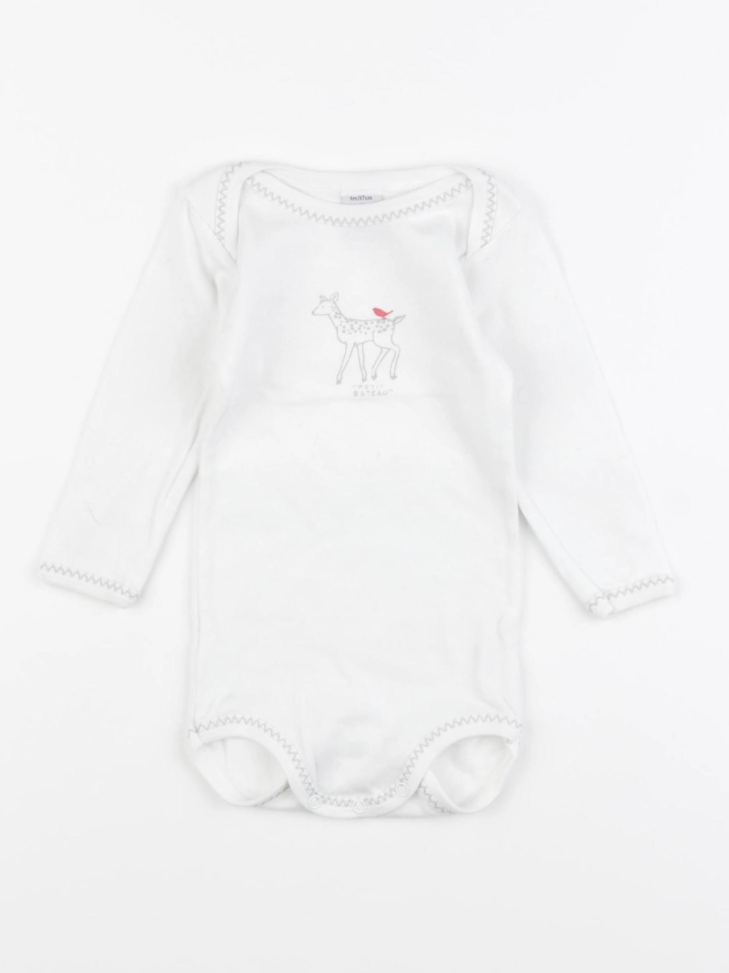 Petit Bateau - body blanc - 6 mois