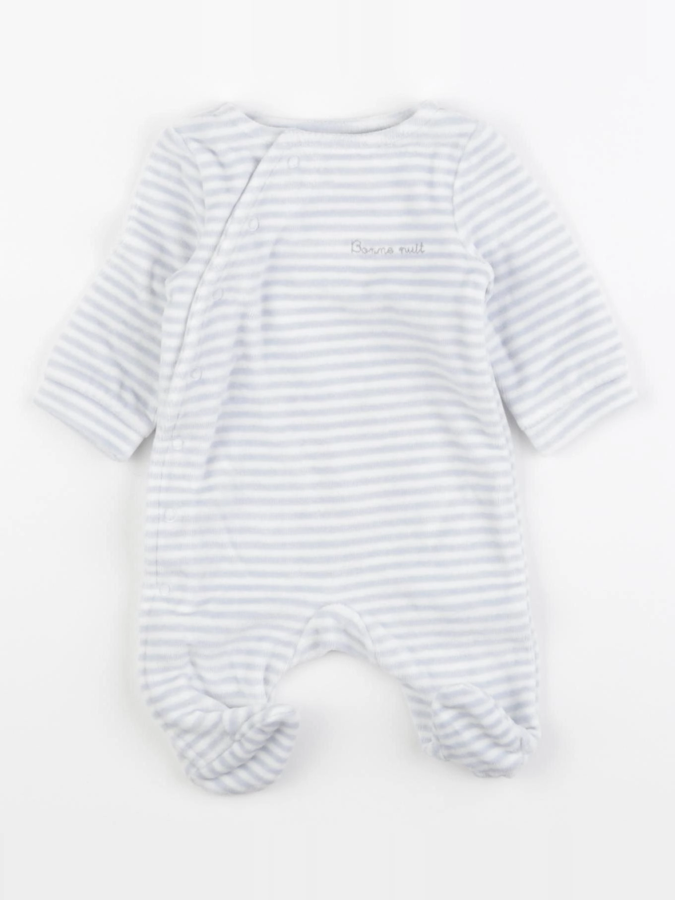 Cyrillus - pyjama velours bleu, blanc - 0 mois