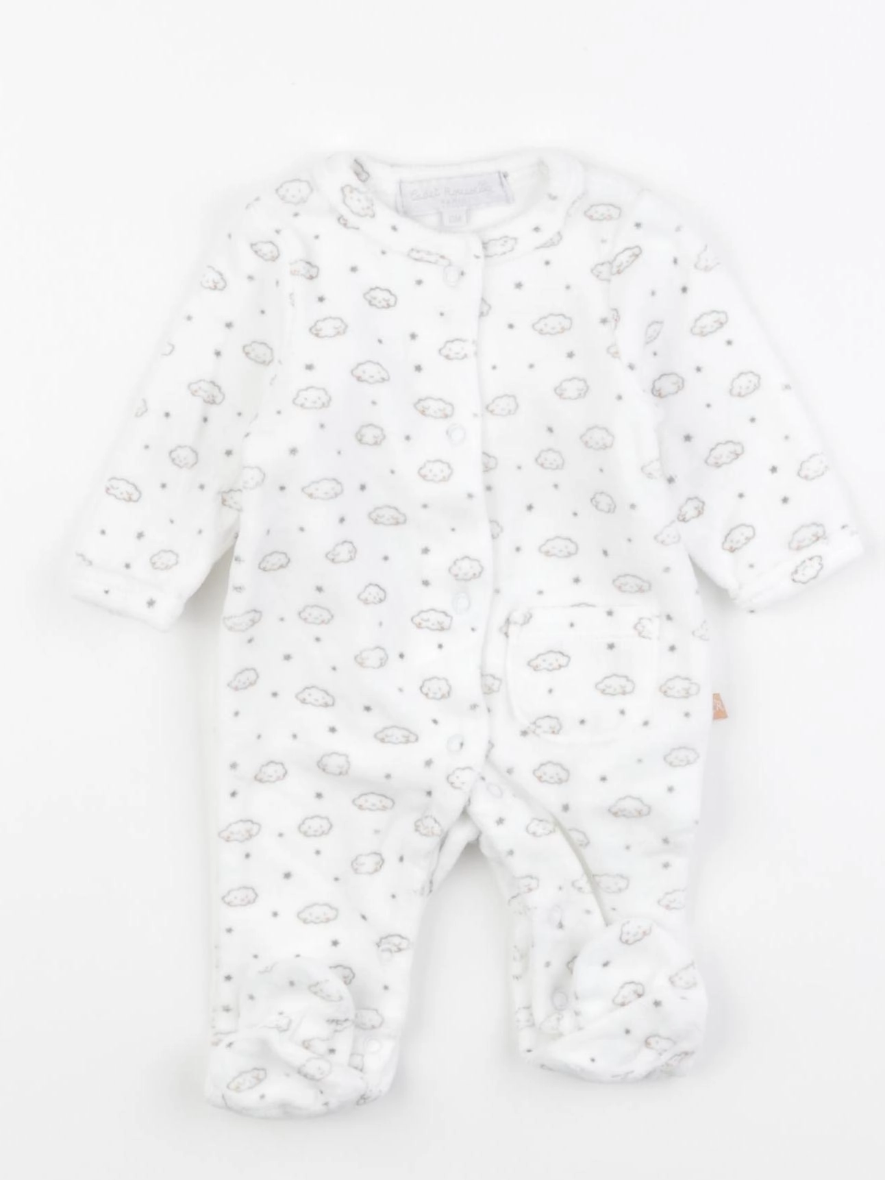 Cadet Rousselle - pyjama velours blanc - 0 mois