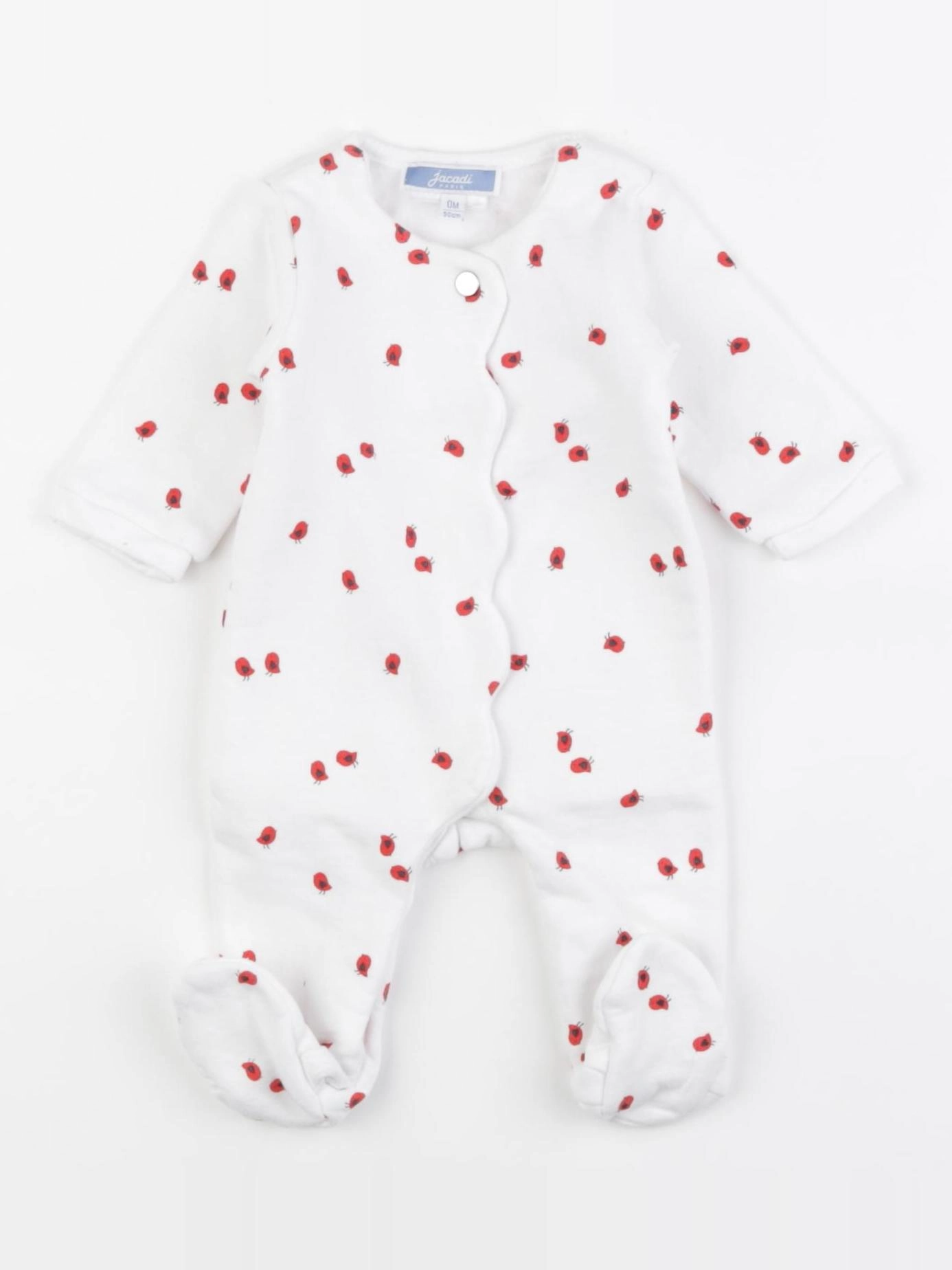 Jacadi - pyjama coton blanc, rouge - 0 mois