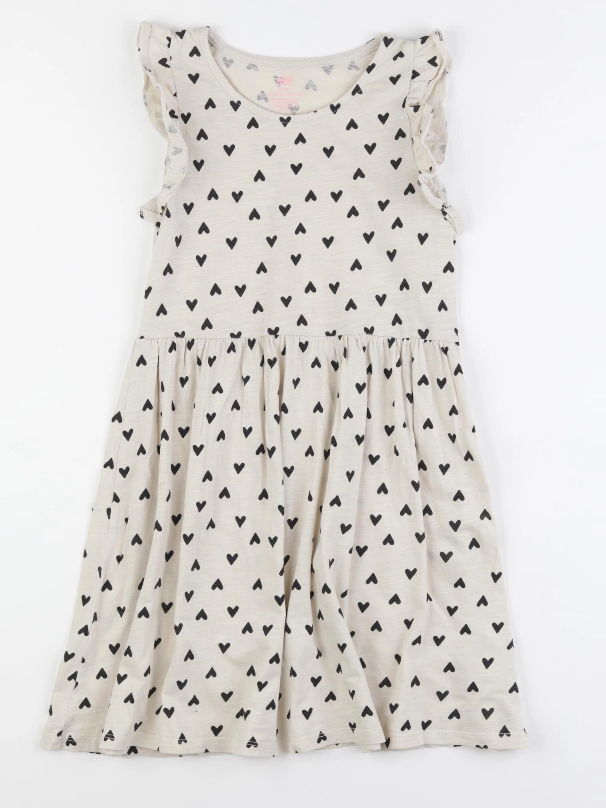H&M - robe beige, noir - 6/8 ans