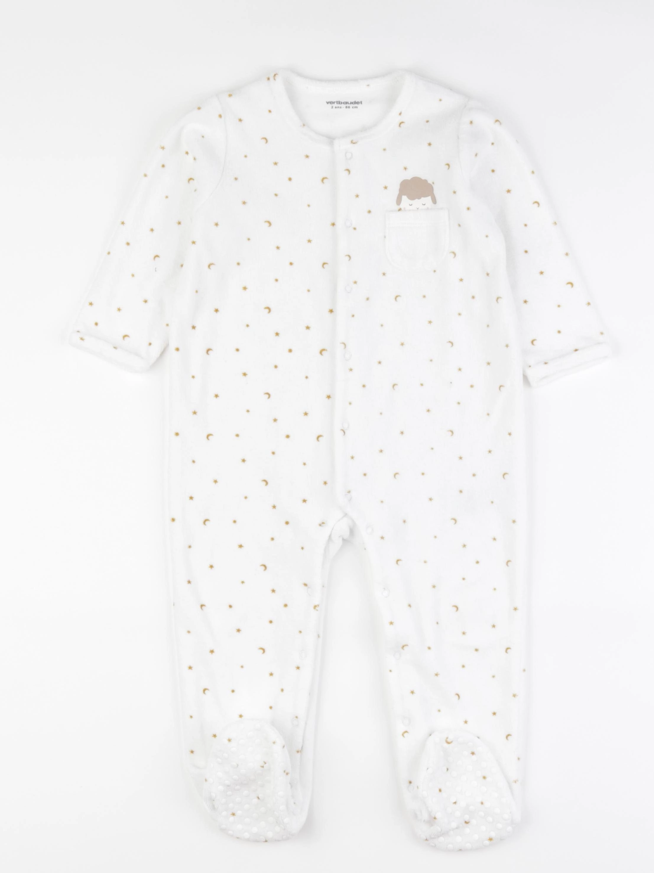 Vertbaudet - pyjama velours blanc - 2 ans
