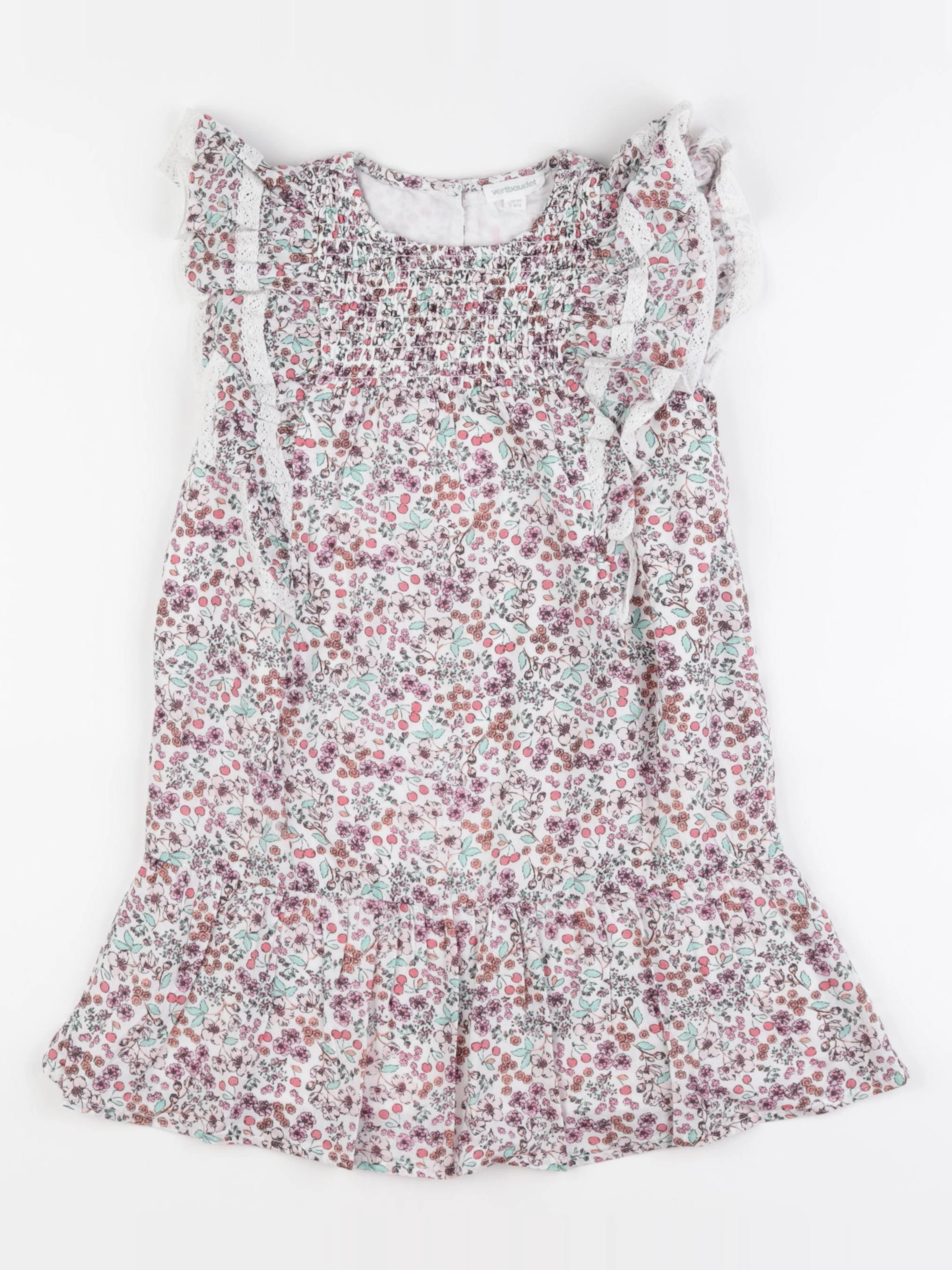 Vertbaudet - robe rouge, vert - 5 ans