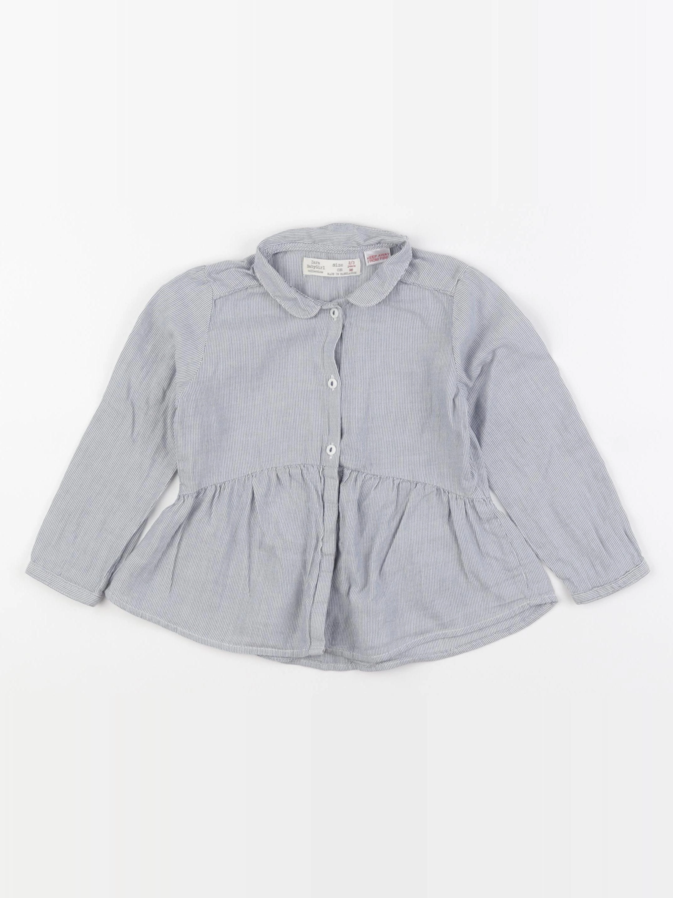 Zara - blouse blanc, bleu - 2/3 ans