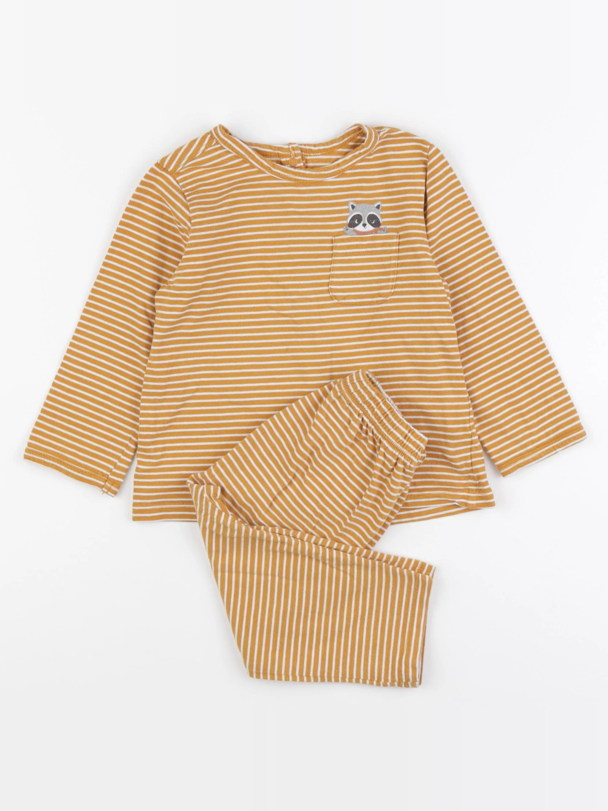 Vertbaudet - pyjama coton jaune, blanc - 2 ans