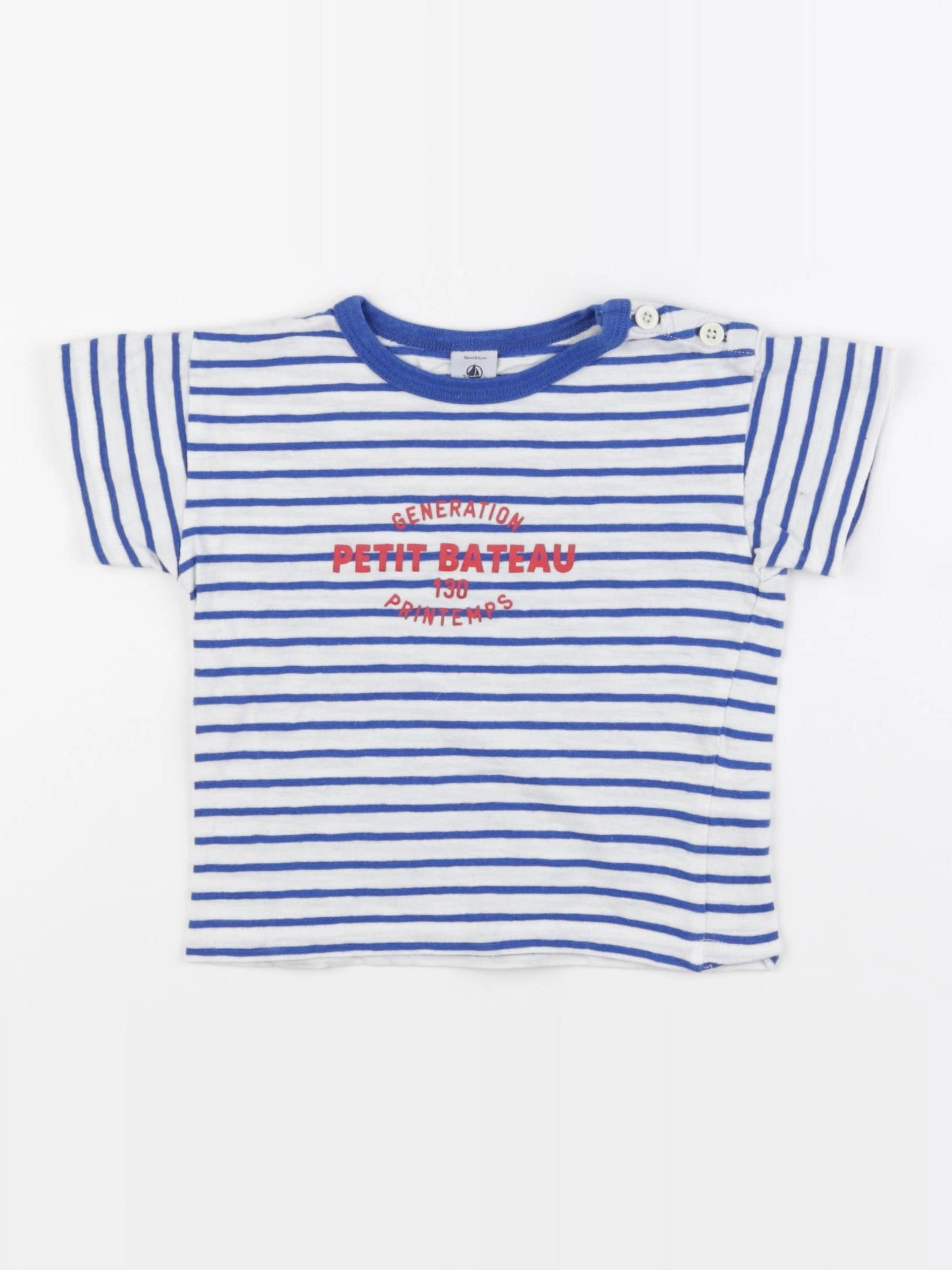 Petit Bateau - tee-shirt blanc, bleu - 18 mois